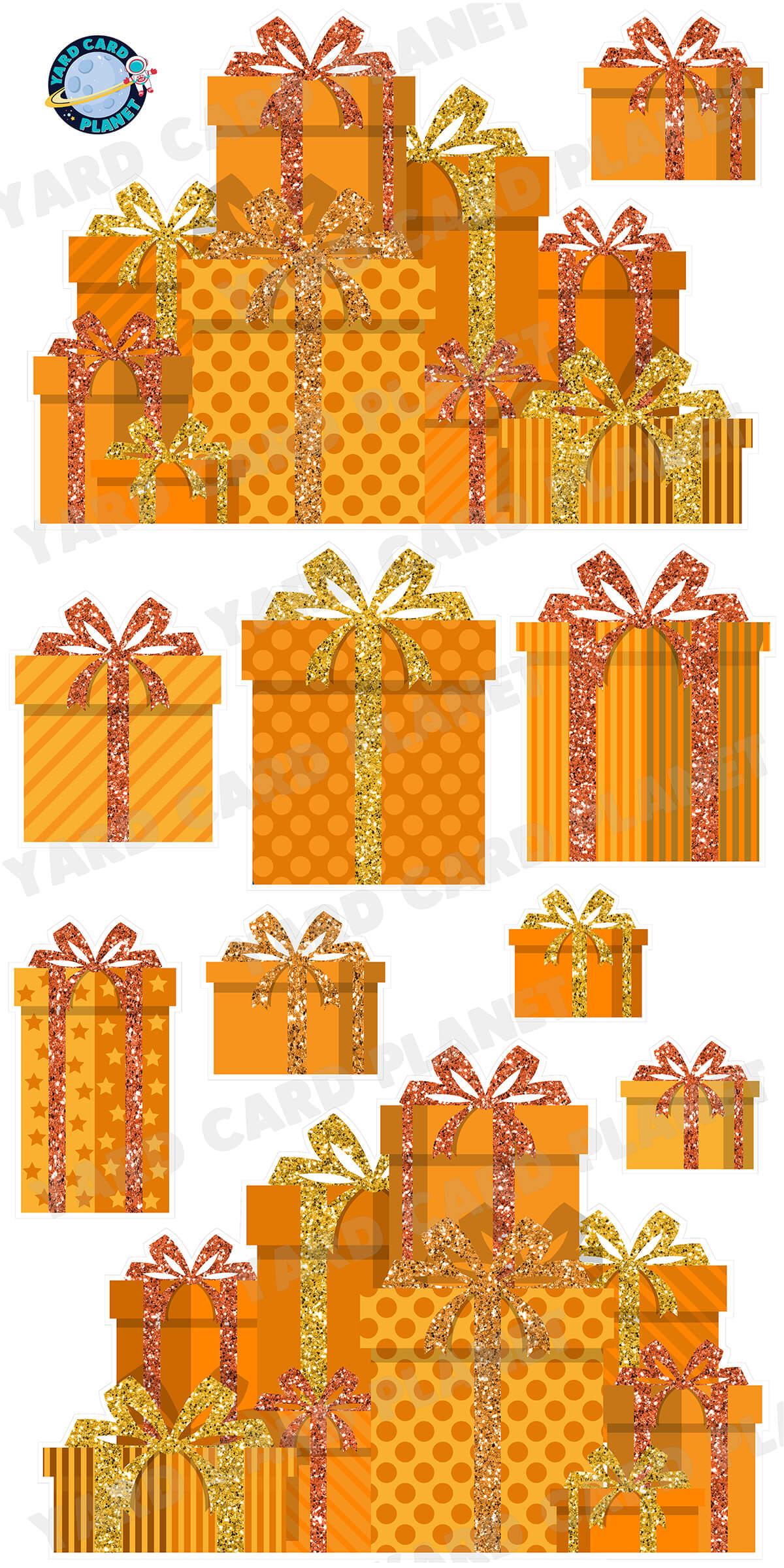 Orange Glitter Gift Boxes EZ Panels and Yard Card Flair Set