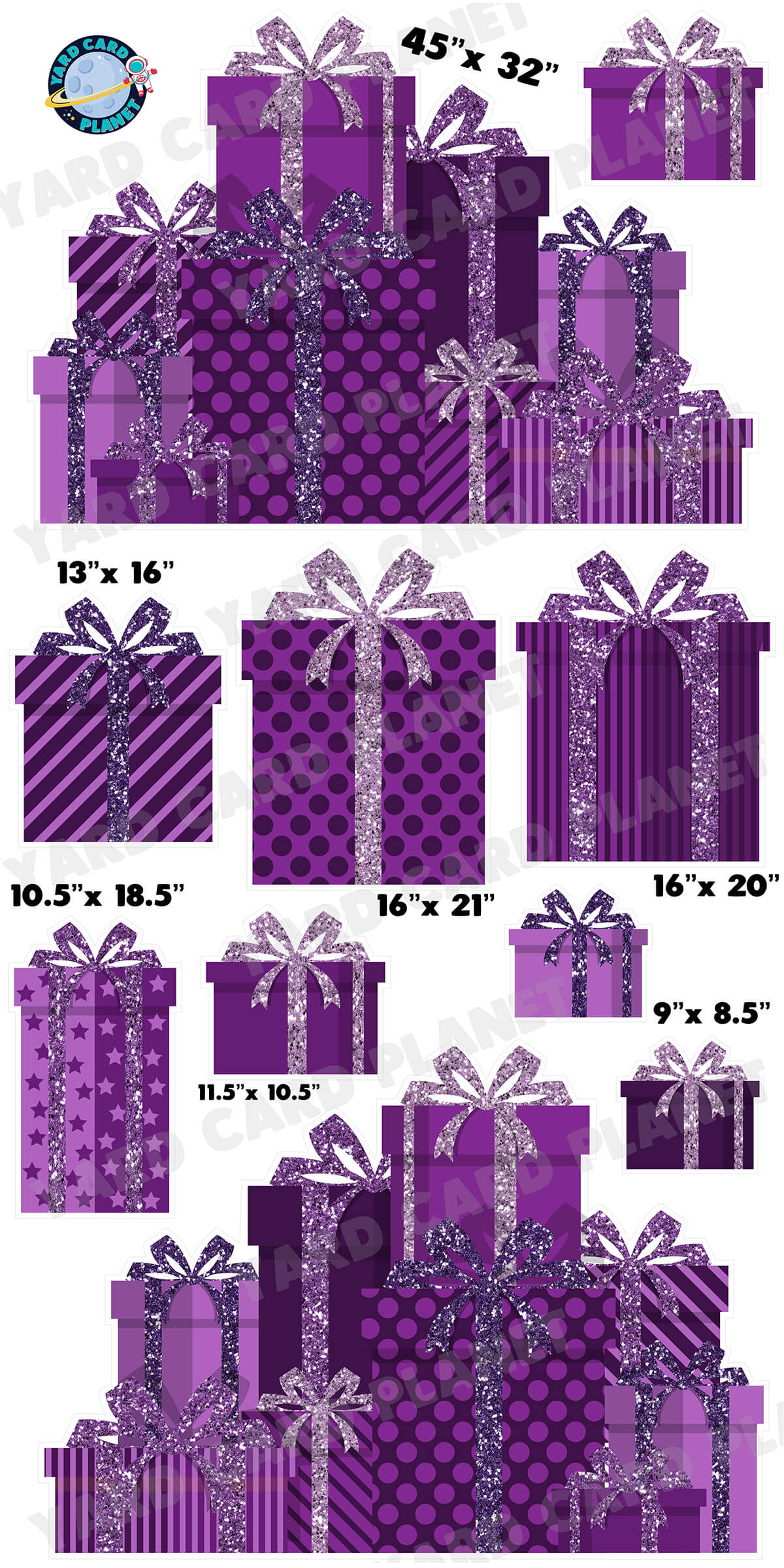 Purple Glitter Gift Boxes EZ Panels and Yard Card Flair Set