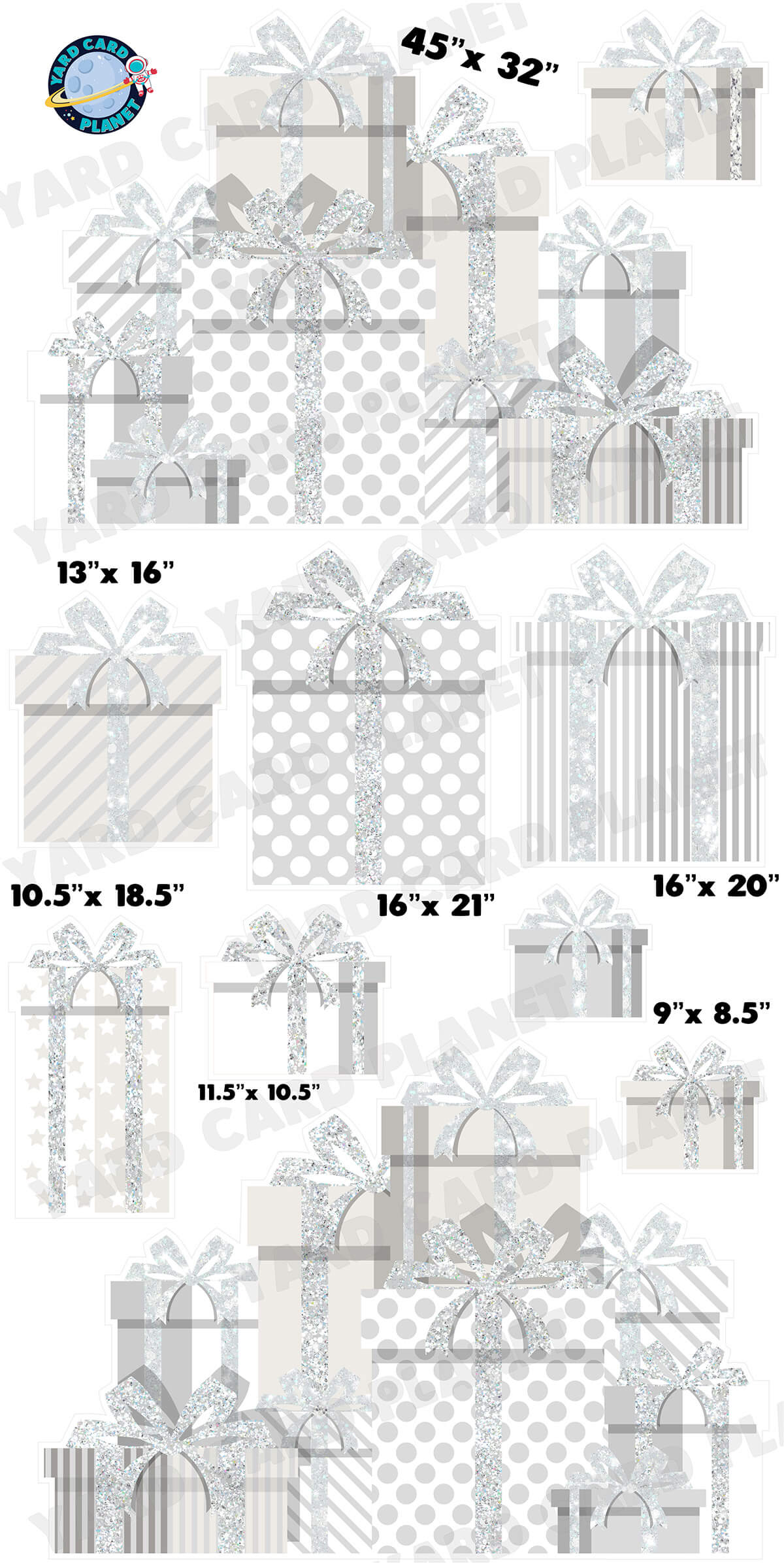 White Glitter Gift Boxes EZ Panels and Yard Card Flair Set