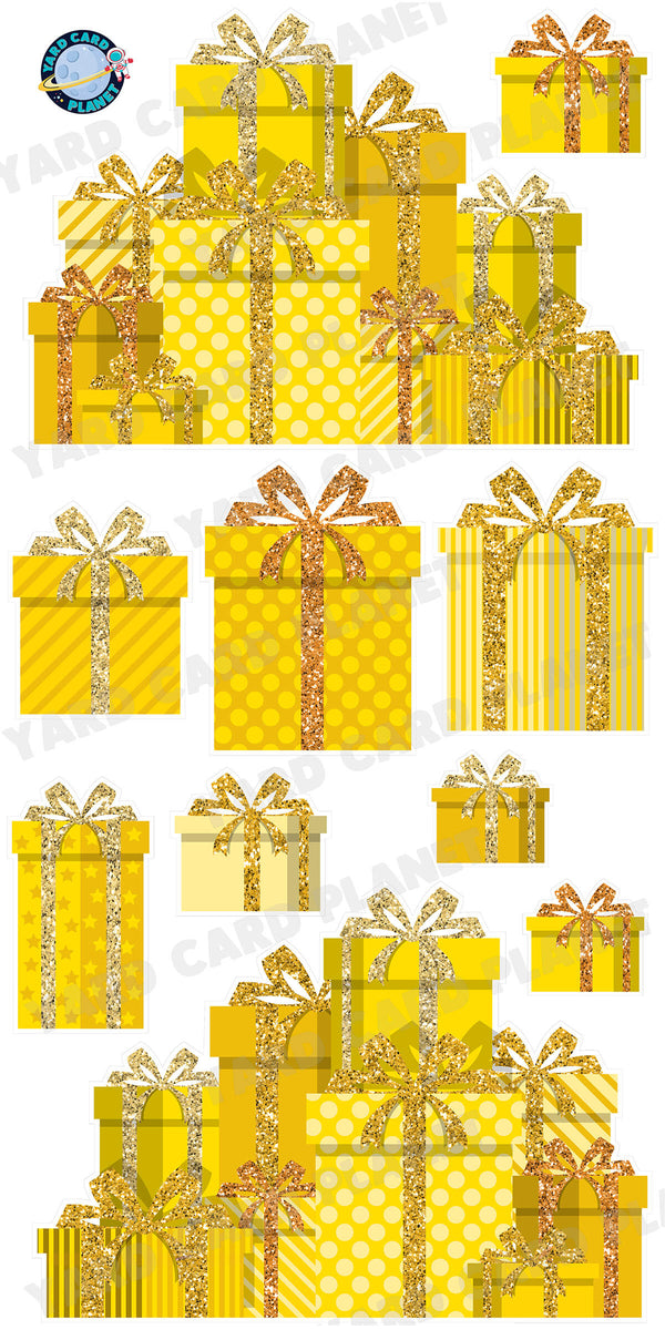 Yellow Glitter Gift Boxes EZ Panels and Yard Card Flair Set