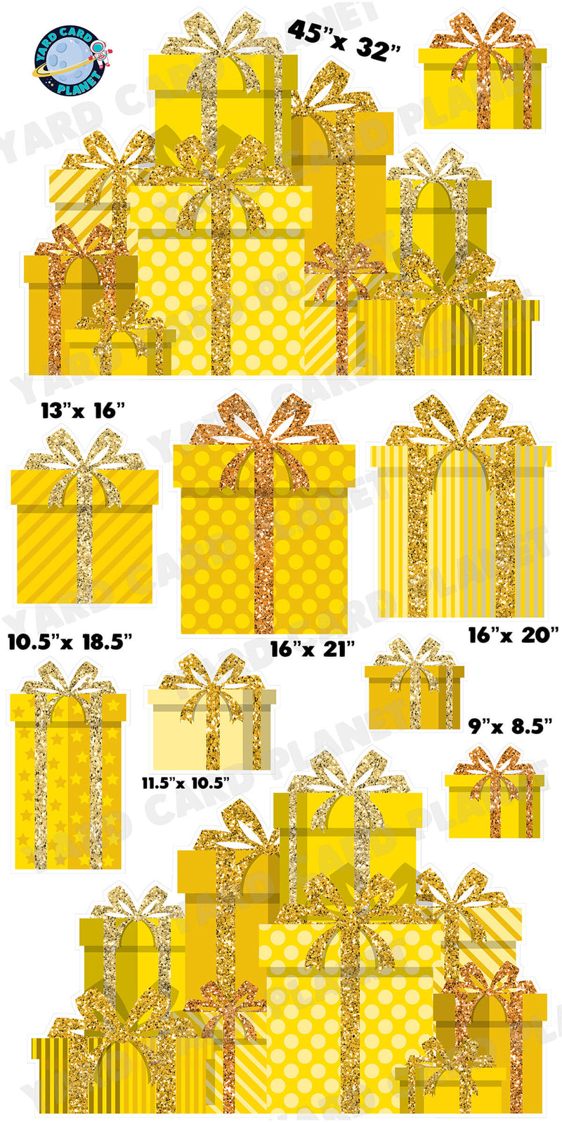 Yellow Glitter Gift Boxes EZ Panels and Yard Card Flair Set
