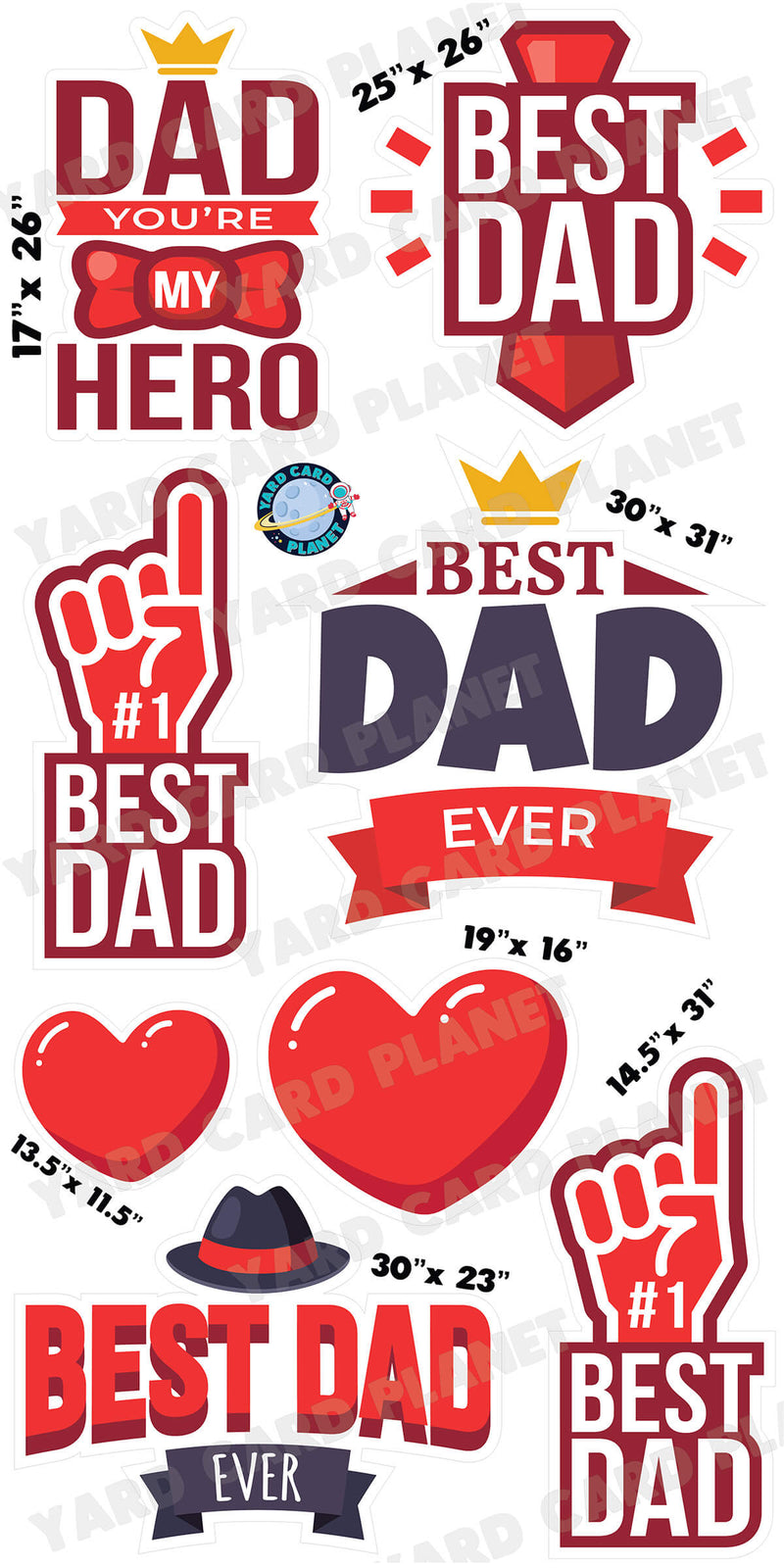 Father's Day Best Dad Ever Yard Card Flair Set