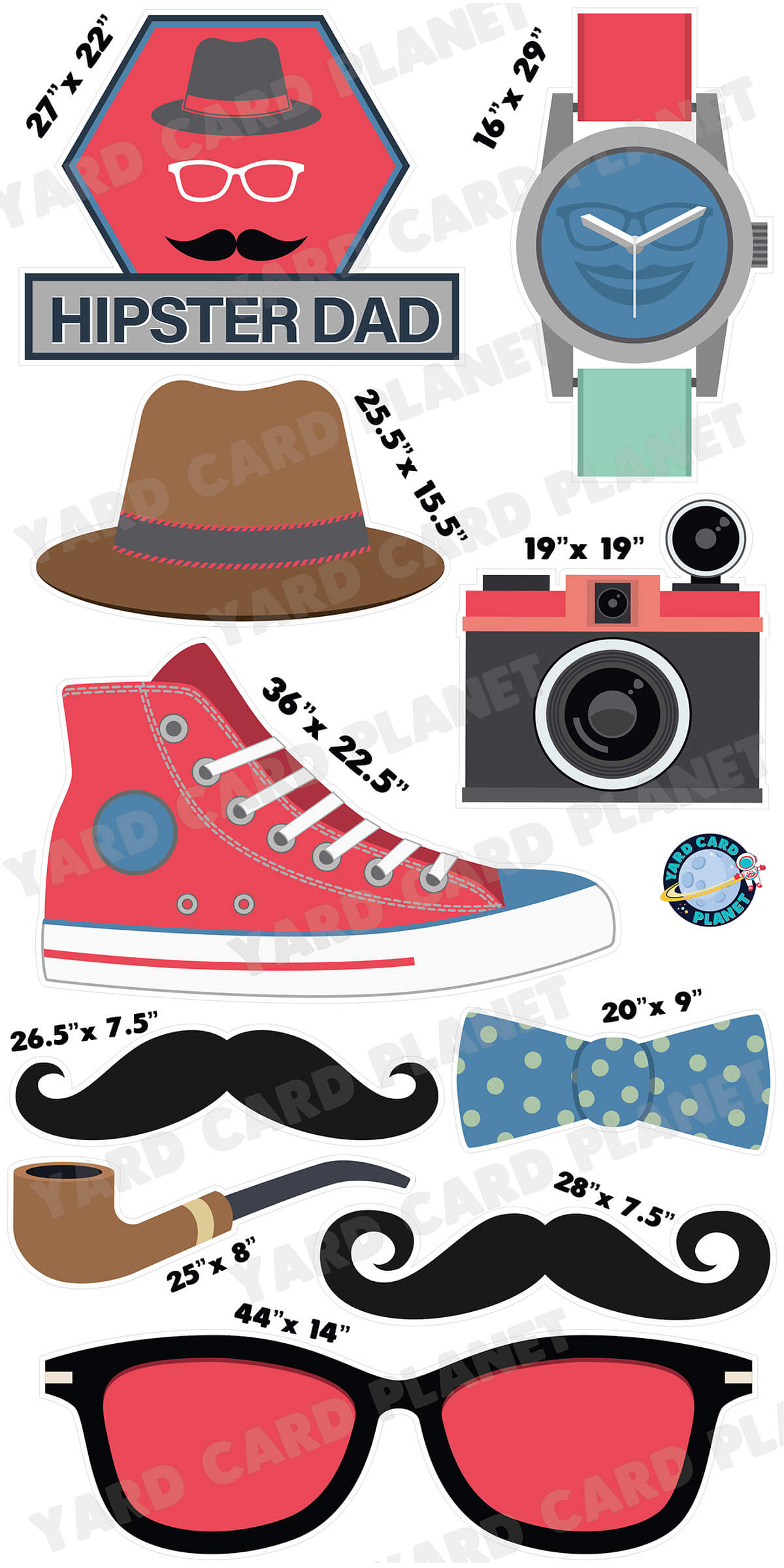 Hipster Dad Yard Card Flair Set