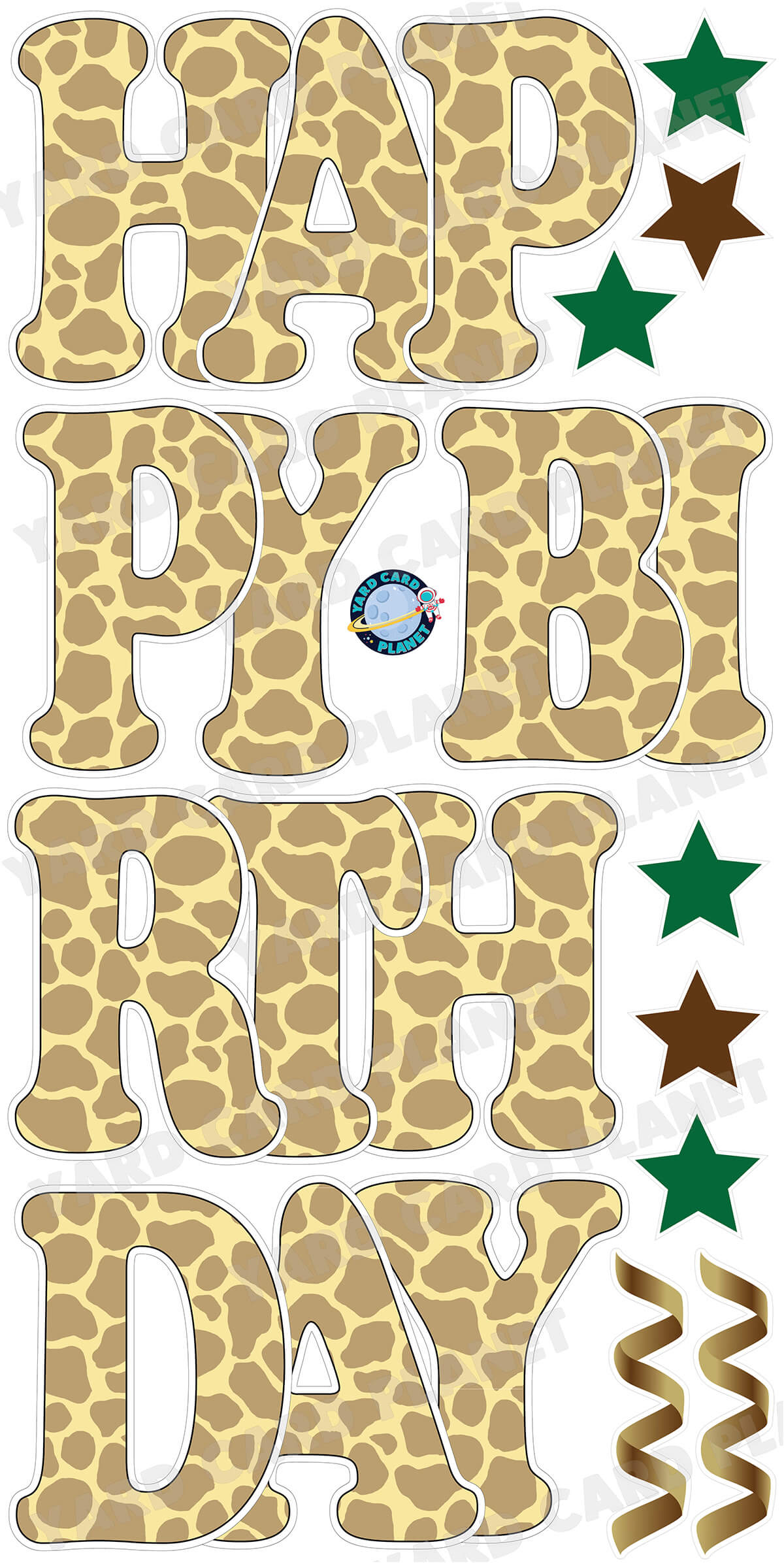 Large 23" Giraffe Themed Happy Birthday Yard Card EZ Quick Set and Birthday Flair