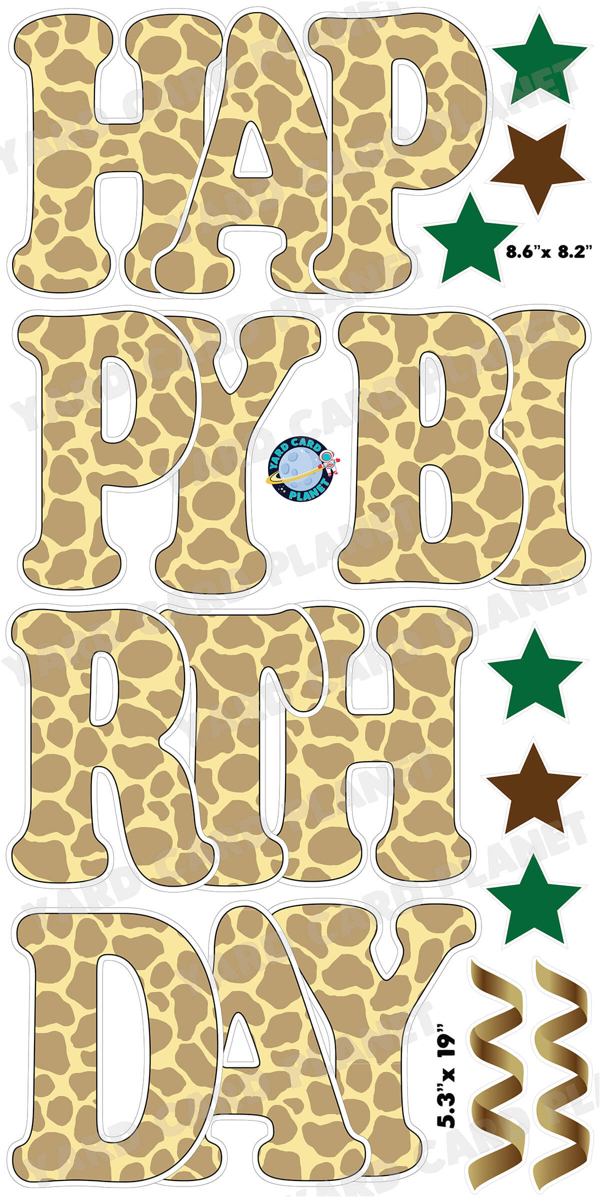 Large 23" Giraffe Themed Happy Birthday Yard Card EZ Quick Set and Birthday Flair