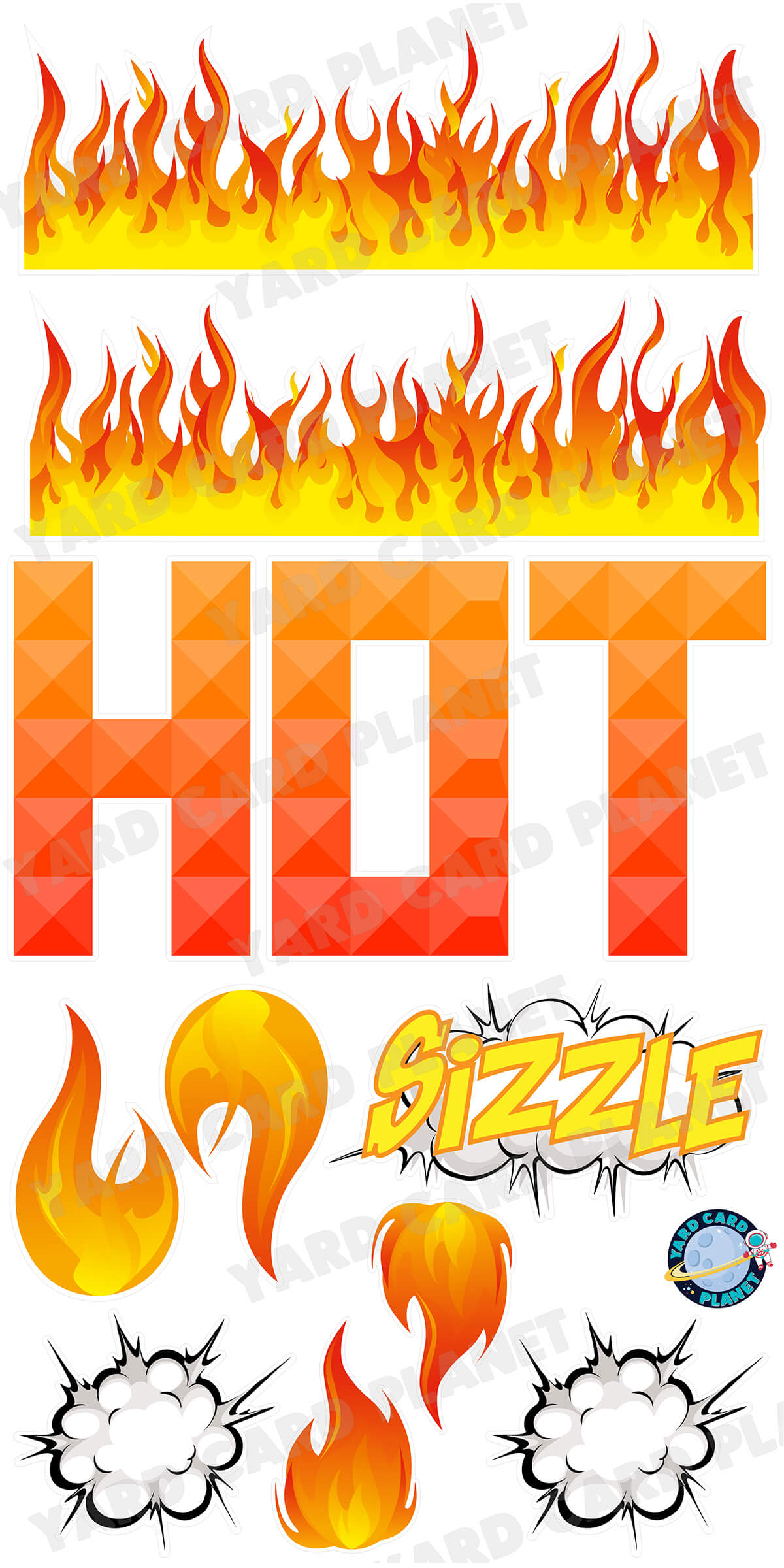 Sizzling Hot Flames EZ Panels and Yard Card Flair Set