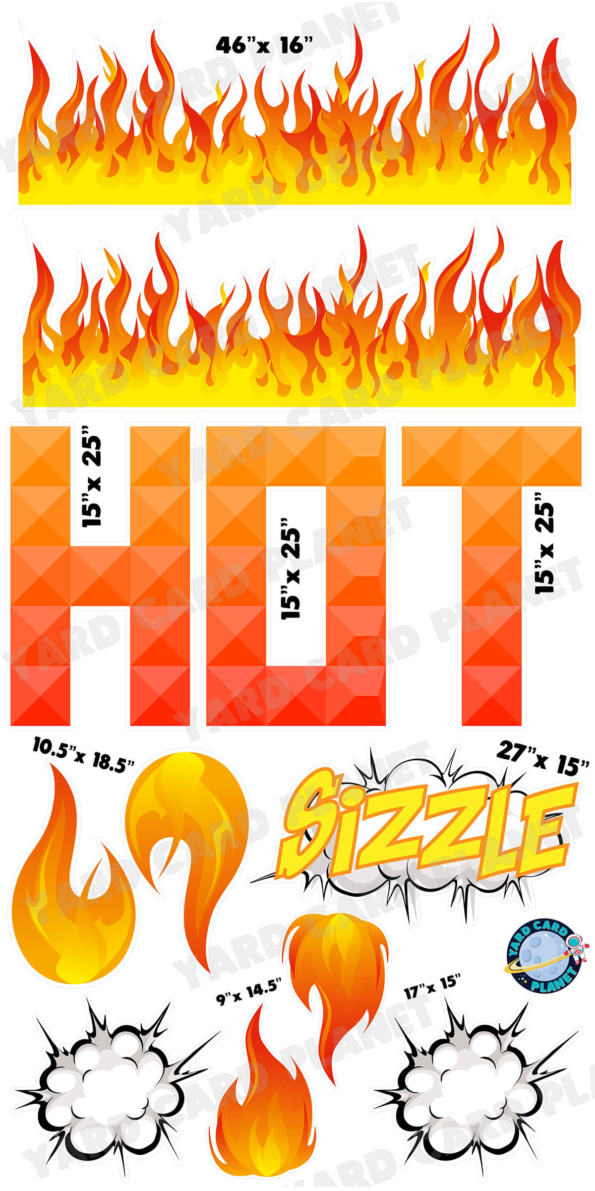 Sizzling Hot Flames EZ Panels and Yard Card Flair Set