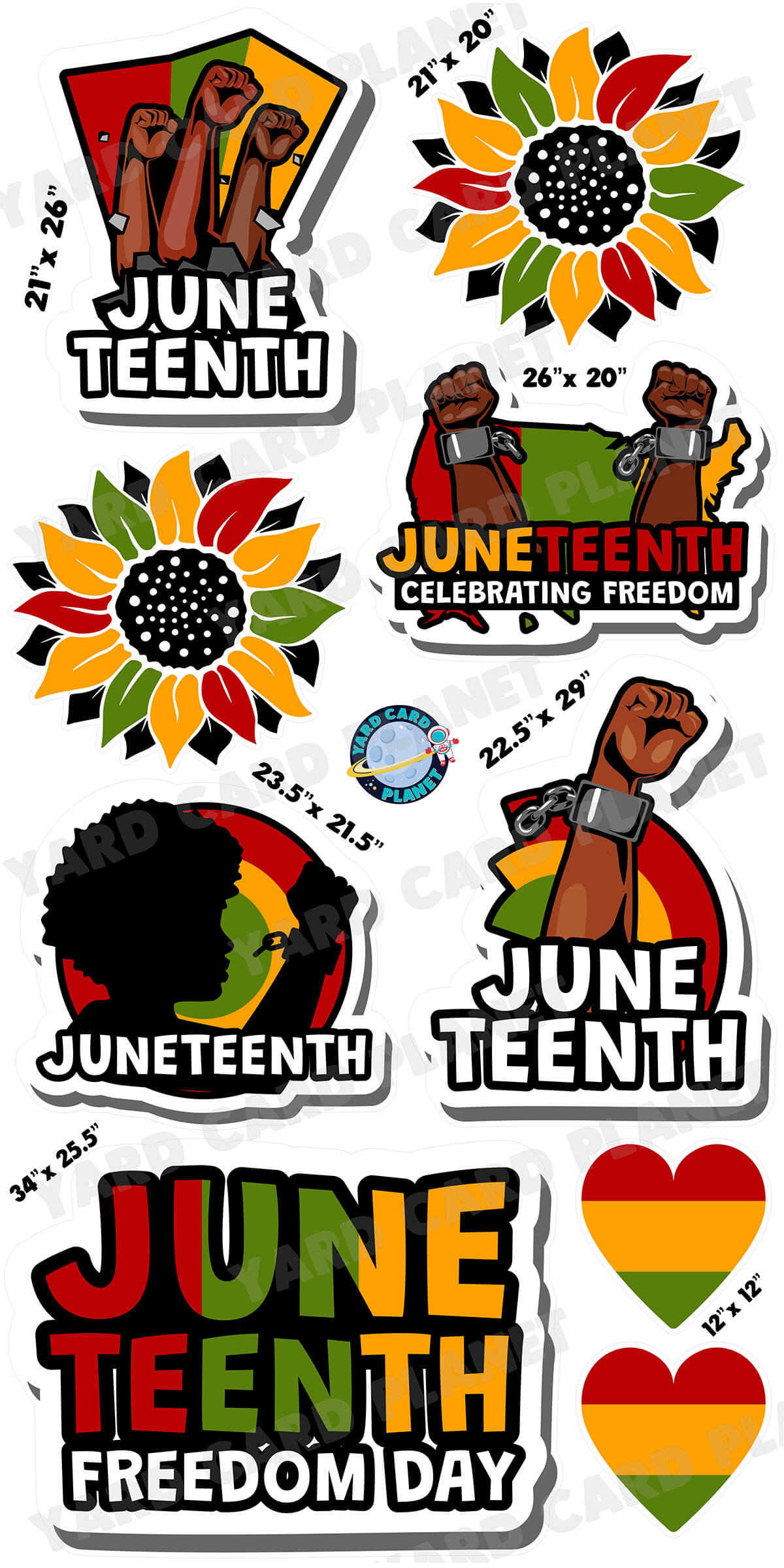 Juneteenth Freedom Day Yard Card Flair Set