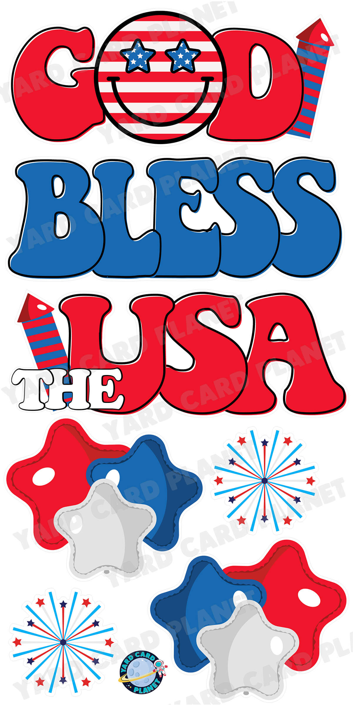 God Bless The USA EZ Quick Set and Yard Card Flair Set