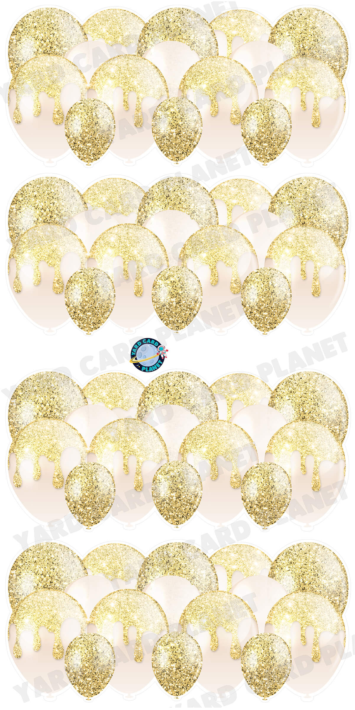 Gold Glitter Balloon Panels Yard Card Set