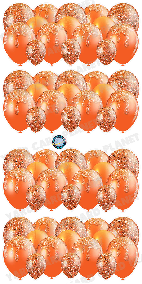 Orange Glitter Balloon Panels Yard Card Set