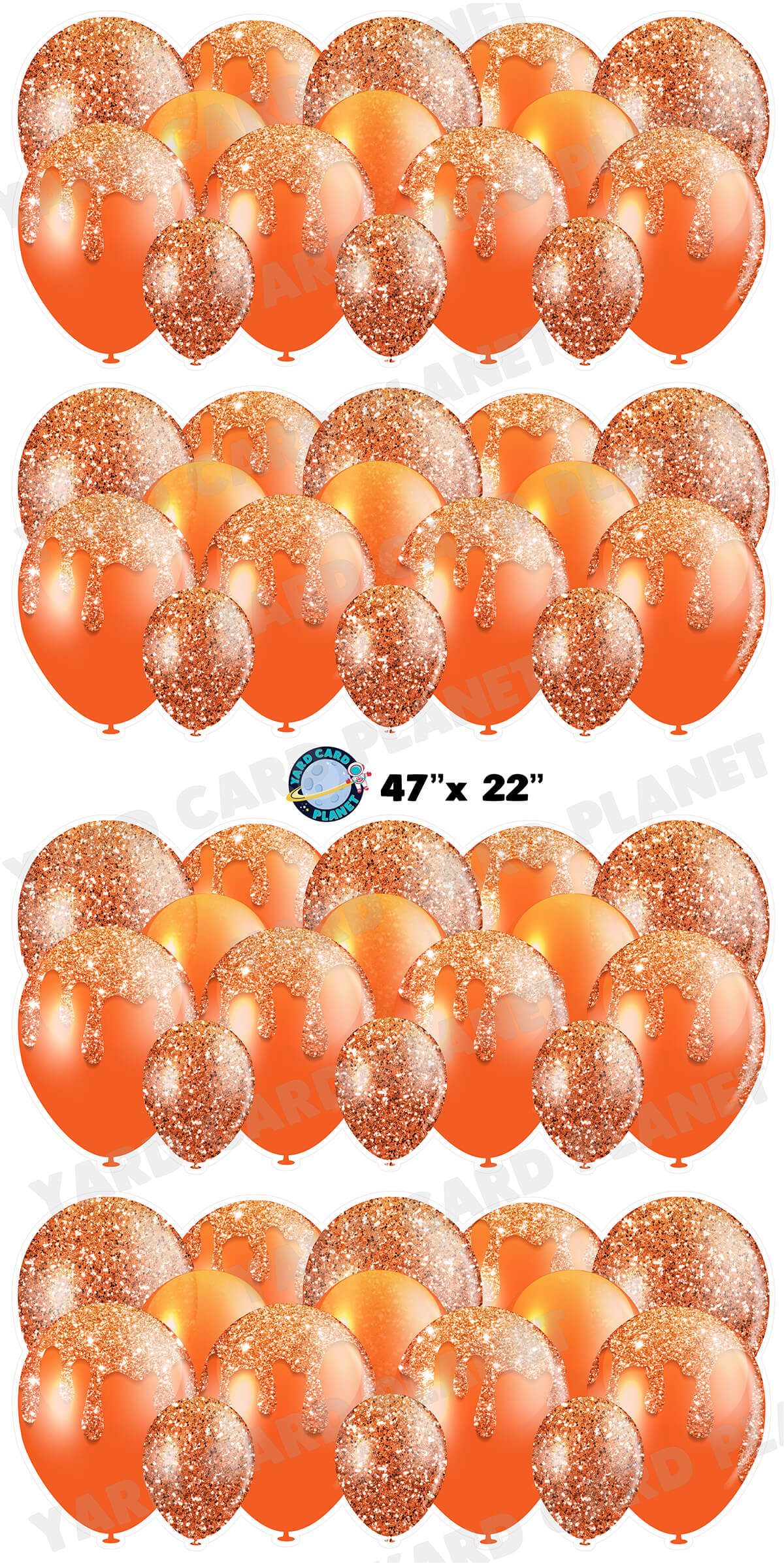 Orange Glitter Balloon Panels Yard Card Set