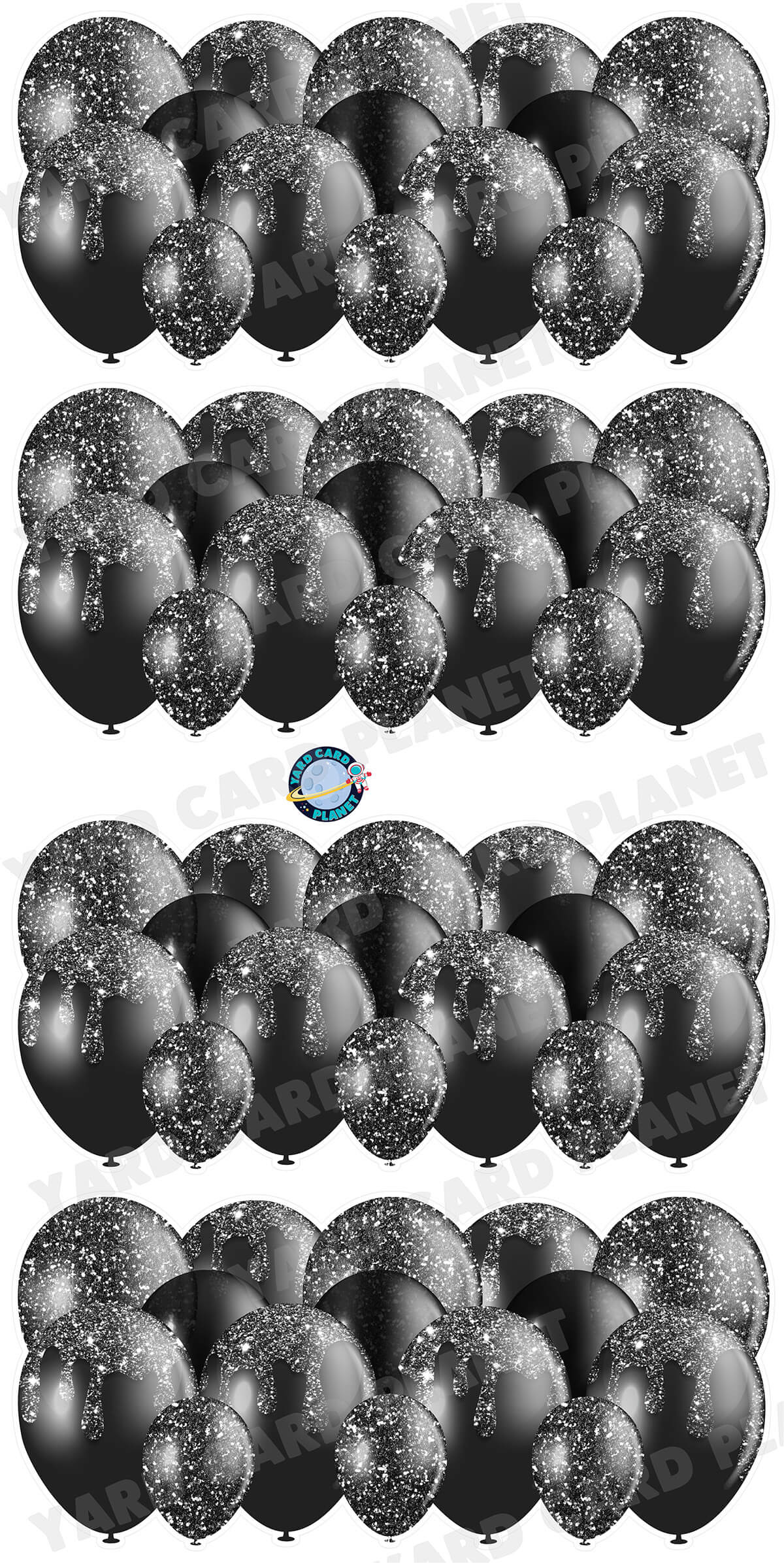 Black Glitter Balloon Panels Yard Card Set