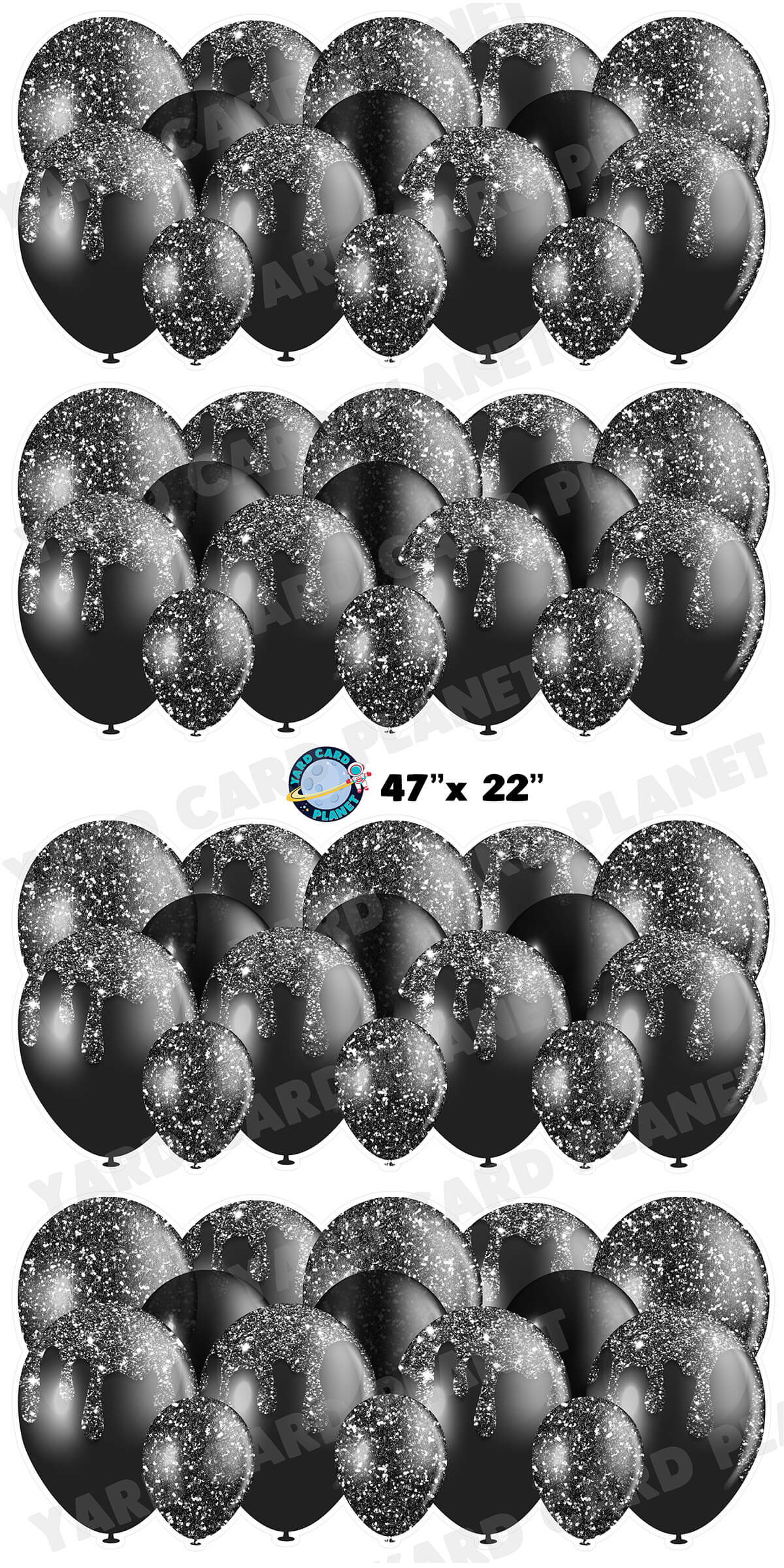 Black Glitter Balloon Panels Yard Card Set