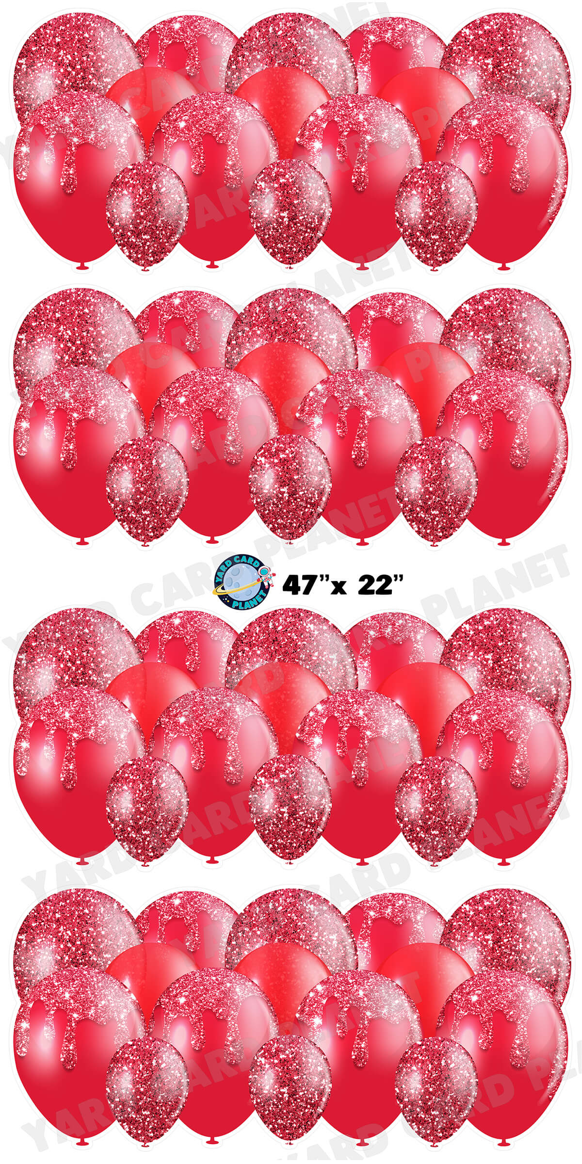 Red Glitter Balloon Panels Yard Card Set