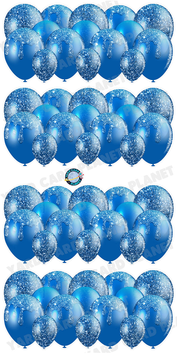 Blue Glitter Balloon Panels Yard Card Set