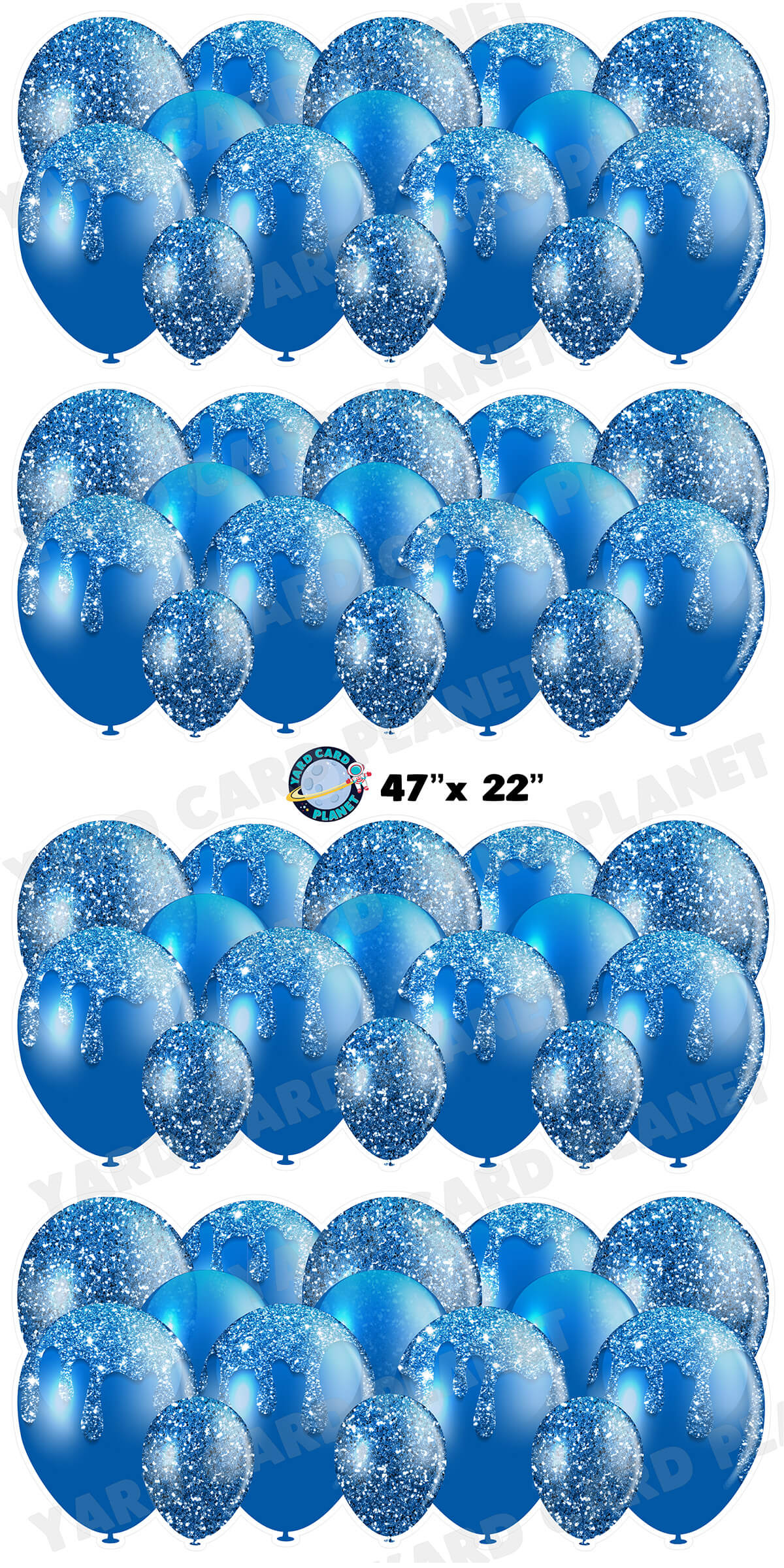 Blue Glitter Balloon Panels Yard Card Set