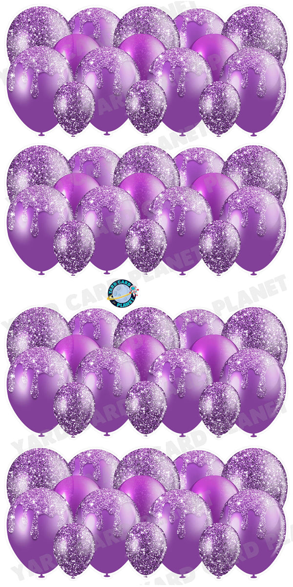 Purple Glitter Balloon Panels Yard Card Set