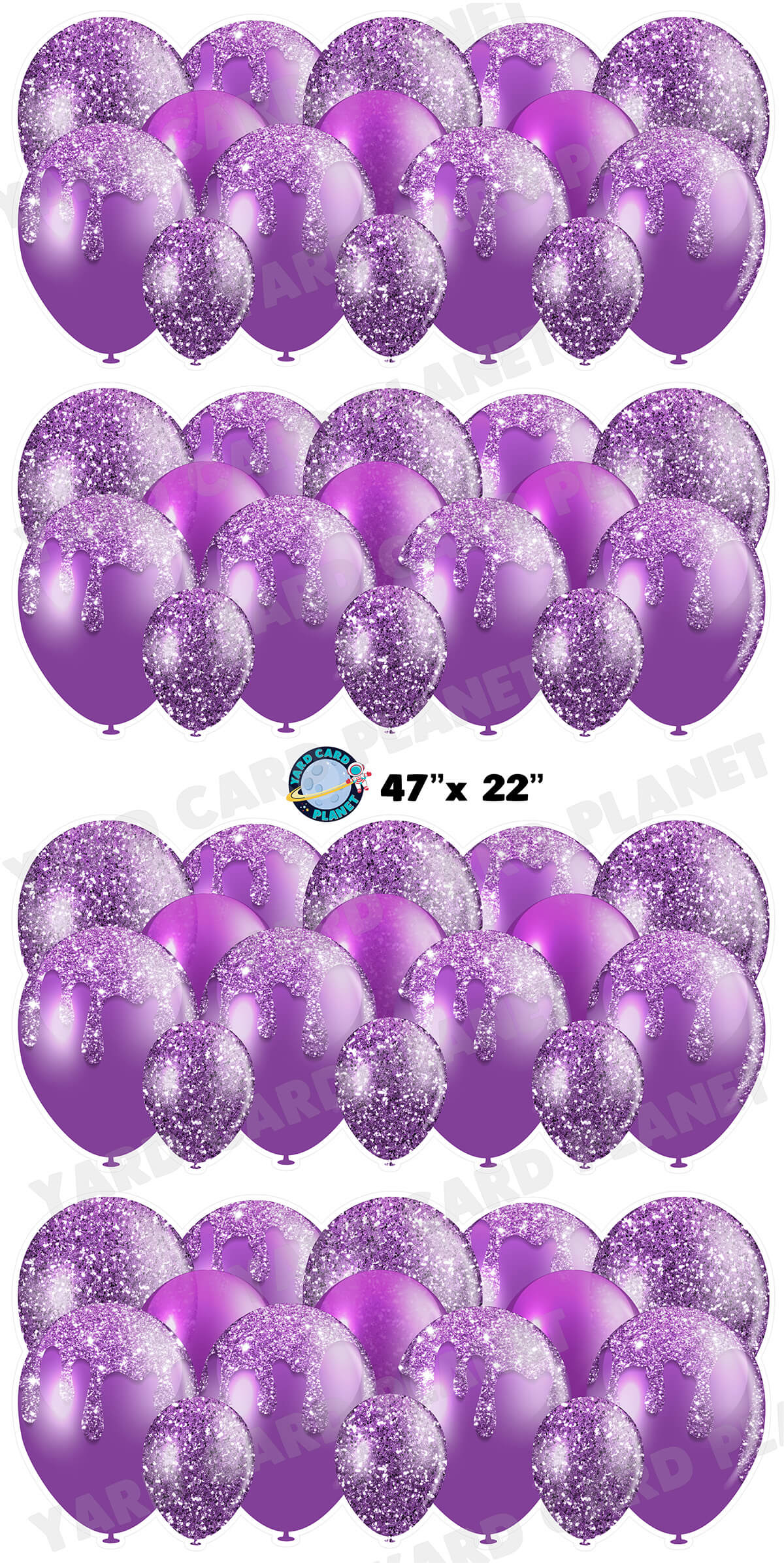 Purple Glitter Balloon Panels Yard Card Set