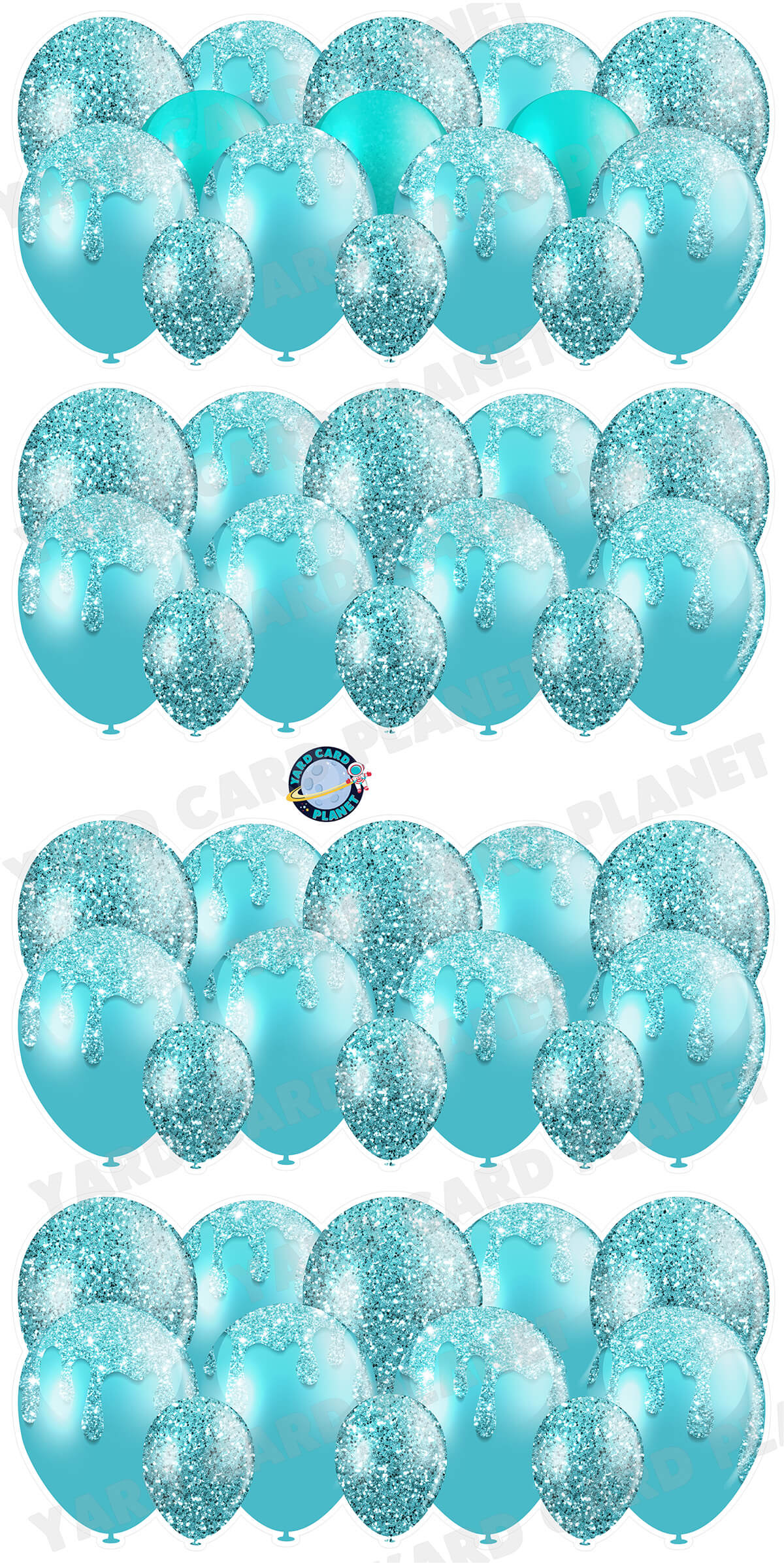 Teal Glitter Balloon Panels Yard Card Set