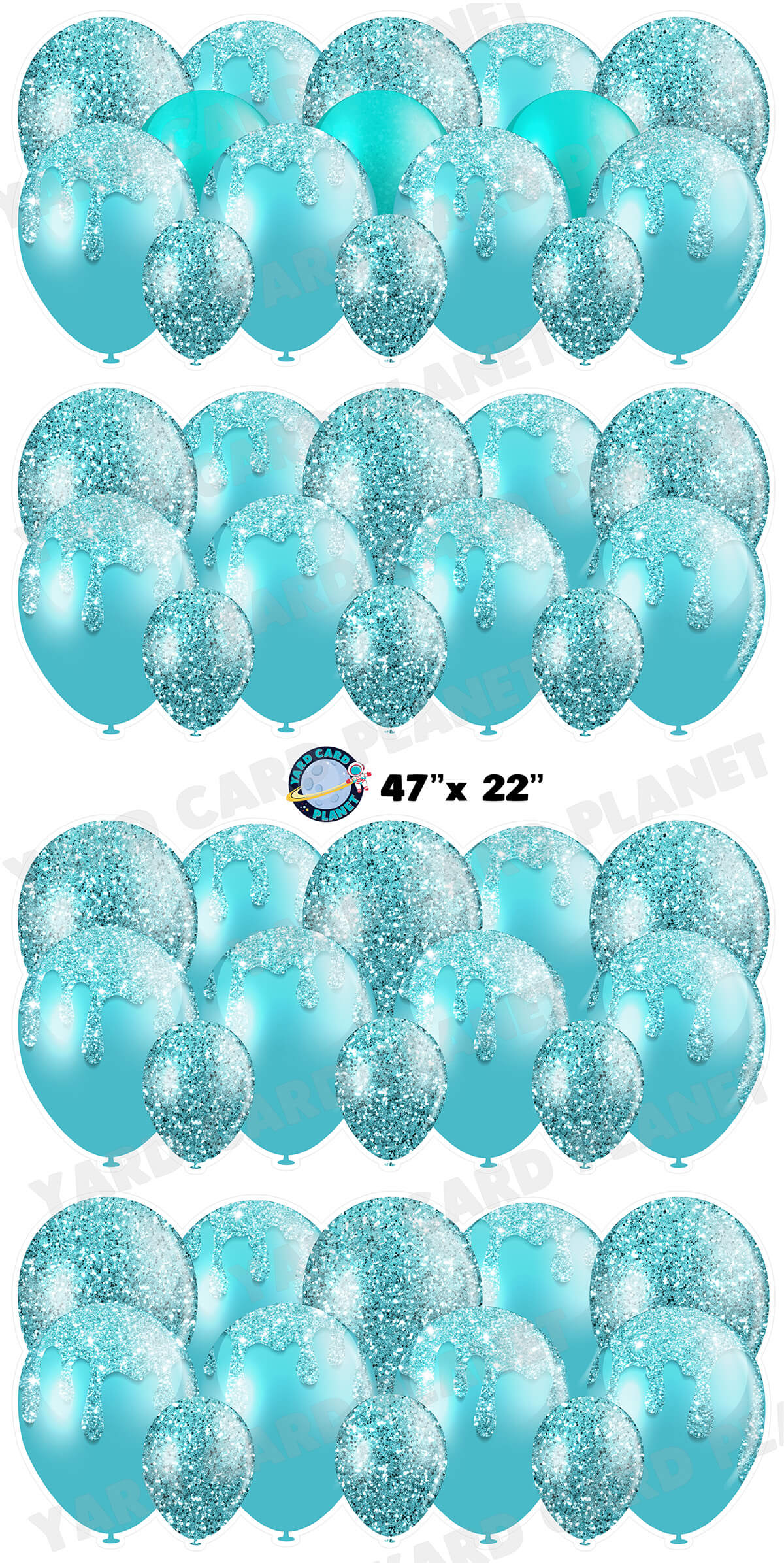 Teal Glitter Balloon Panels Yard Card Set