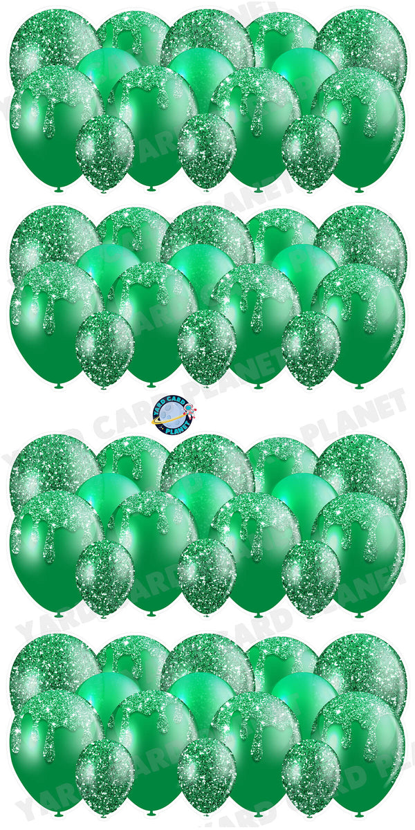 Green Glitter Balloon Panels Yard Card Set