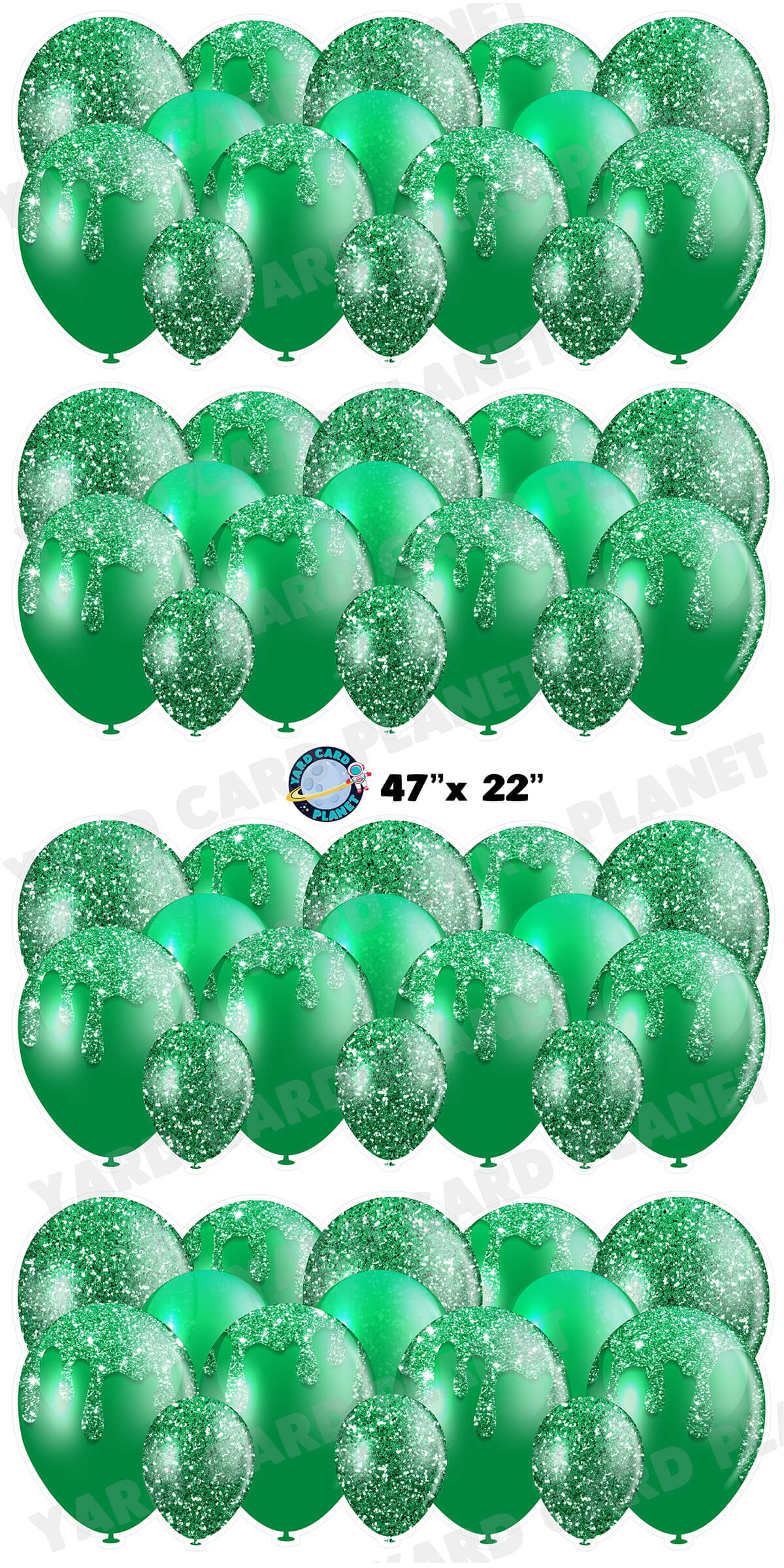 Green Glitter Balloon Panels Yard Card Set