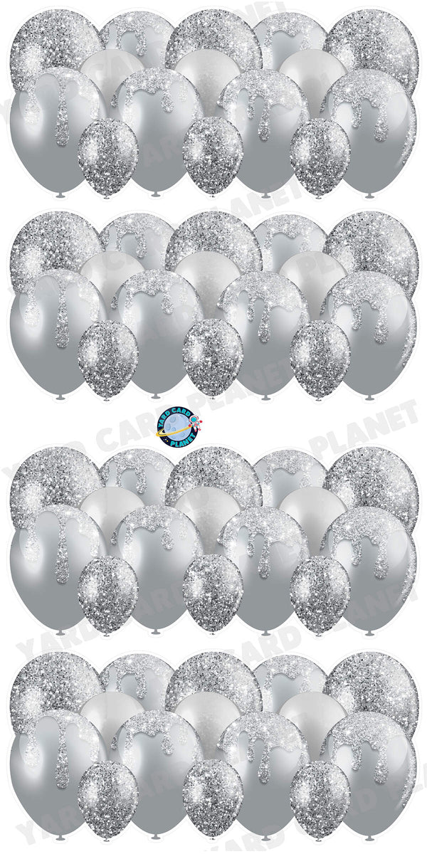 Silver Glitter Balloon Panels Yard Card Set