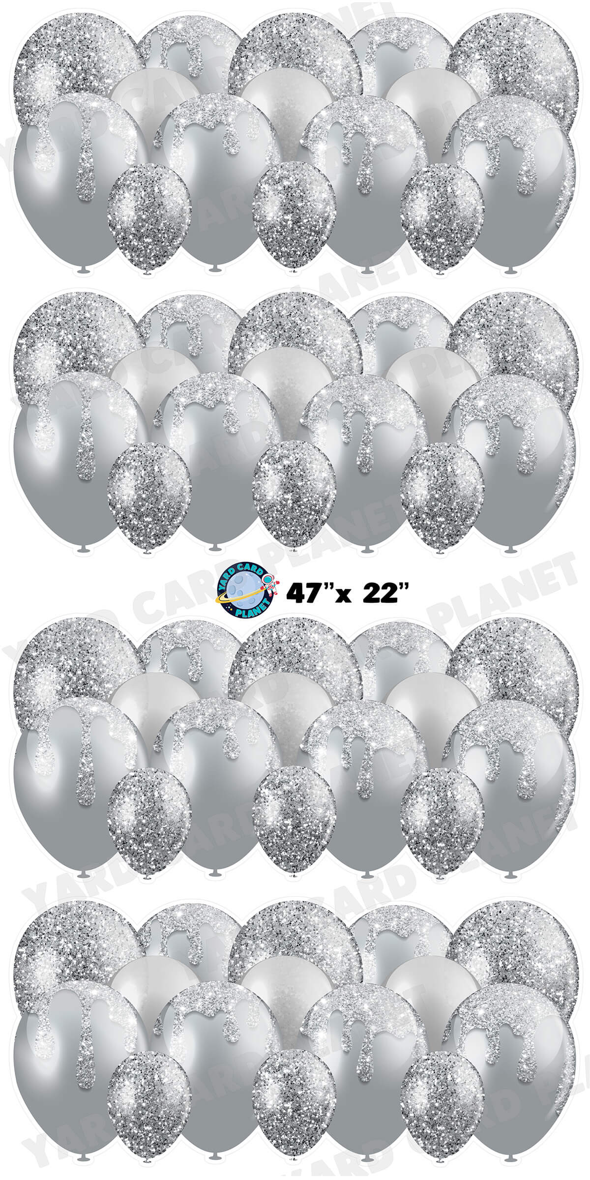 Silver Glitter Balloon Panels Yard Card Set