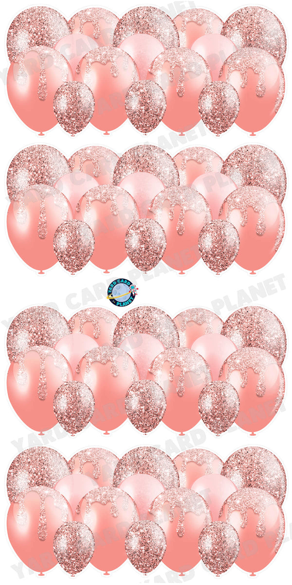 Rose Gold Glitter Balloon Panels Yard Card Set