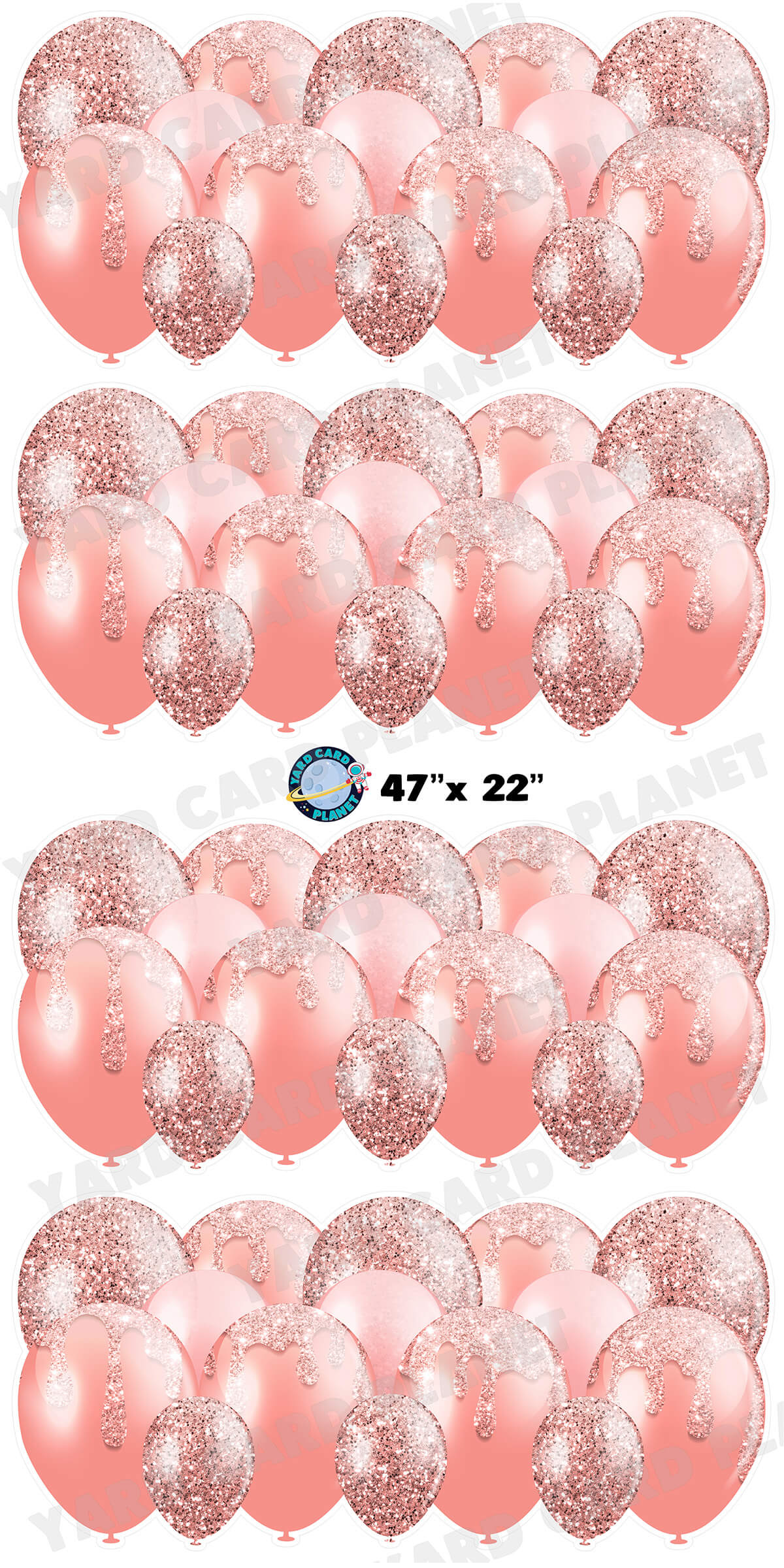 Rose Gold Glitter Balloon Panels Yard Card Set