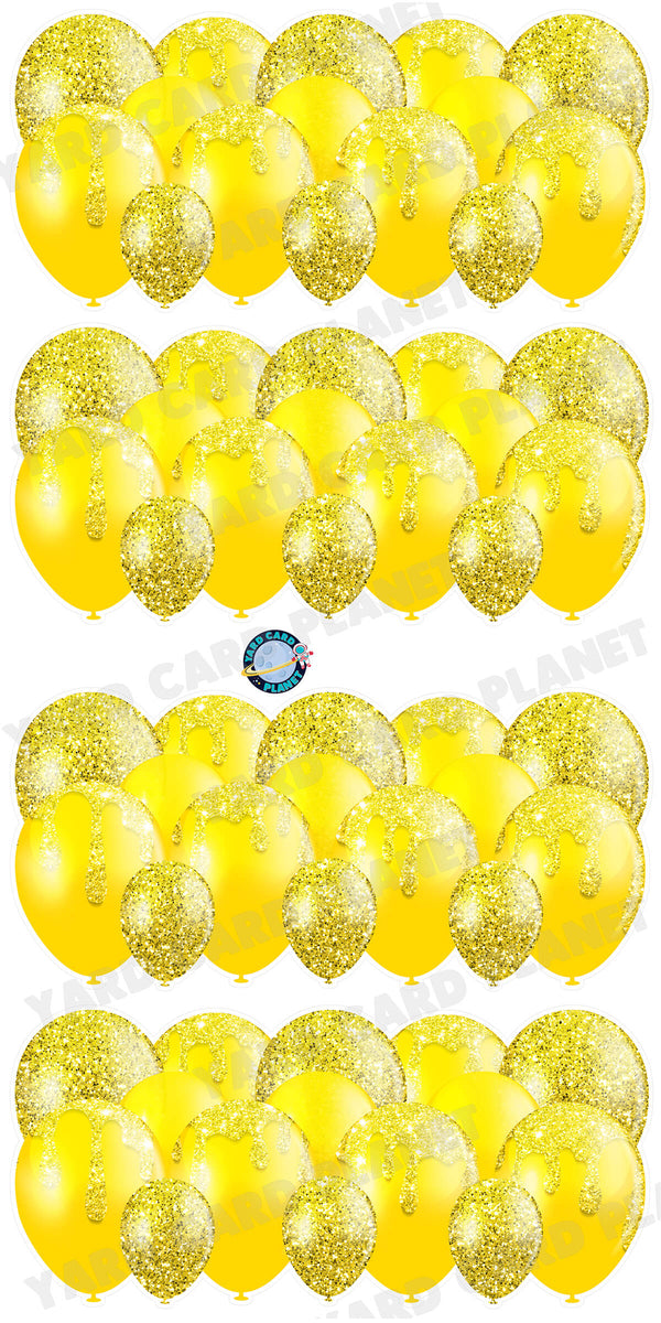 Yellow Glitter Balloon Panels Yard Card Set