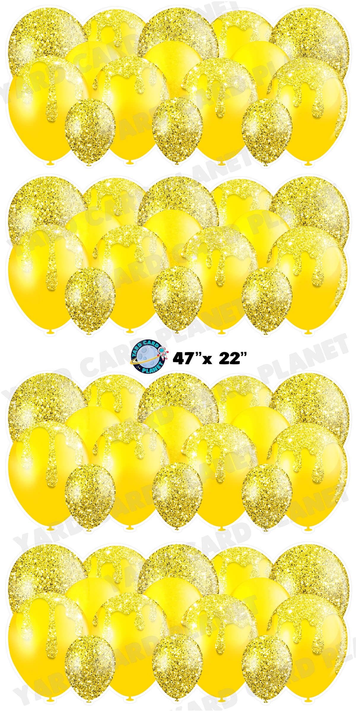 Yellow Glitter Balloon Panels Yard Card Set