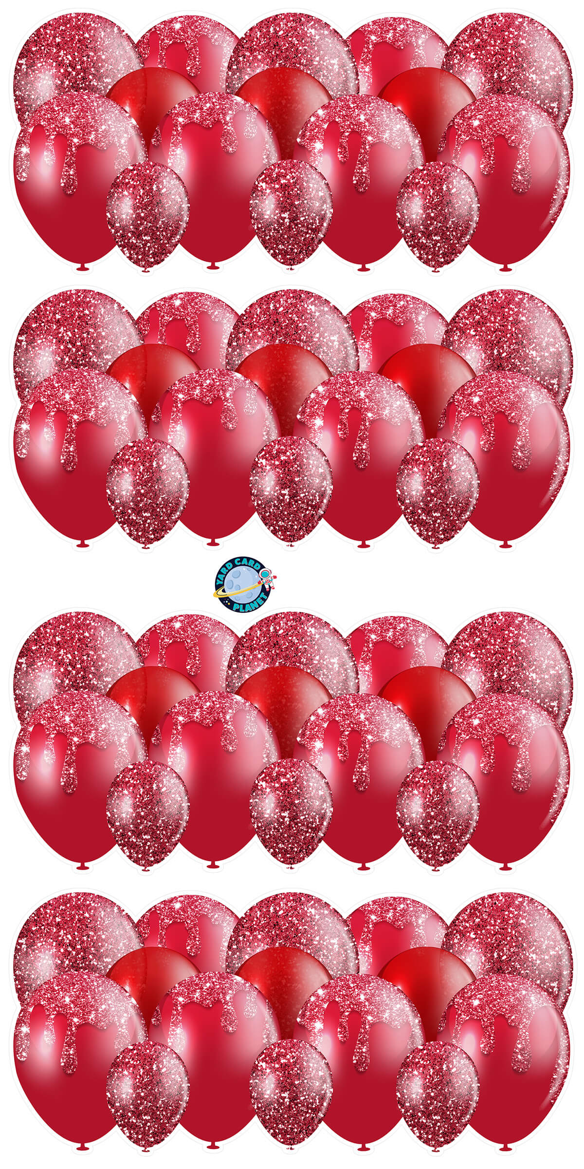 Maroon Glitter Balloon Panels Yard Card Set