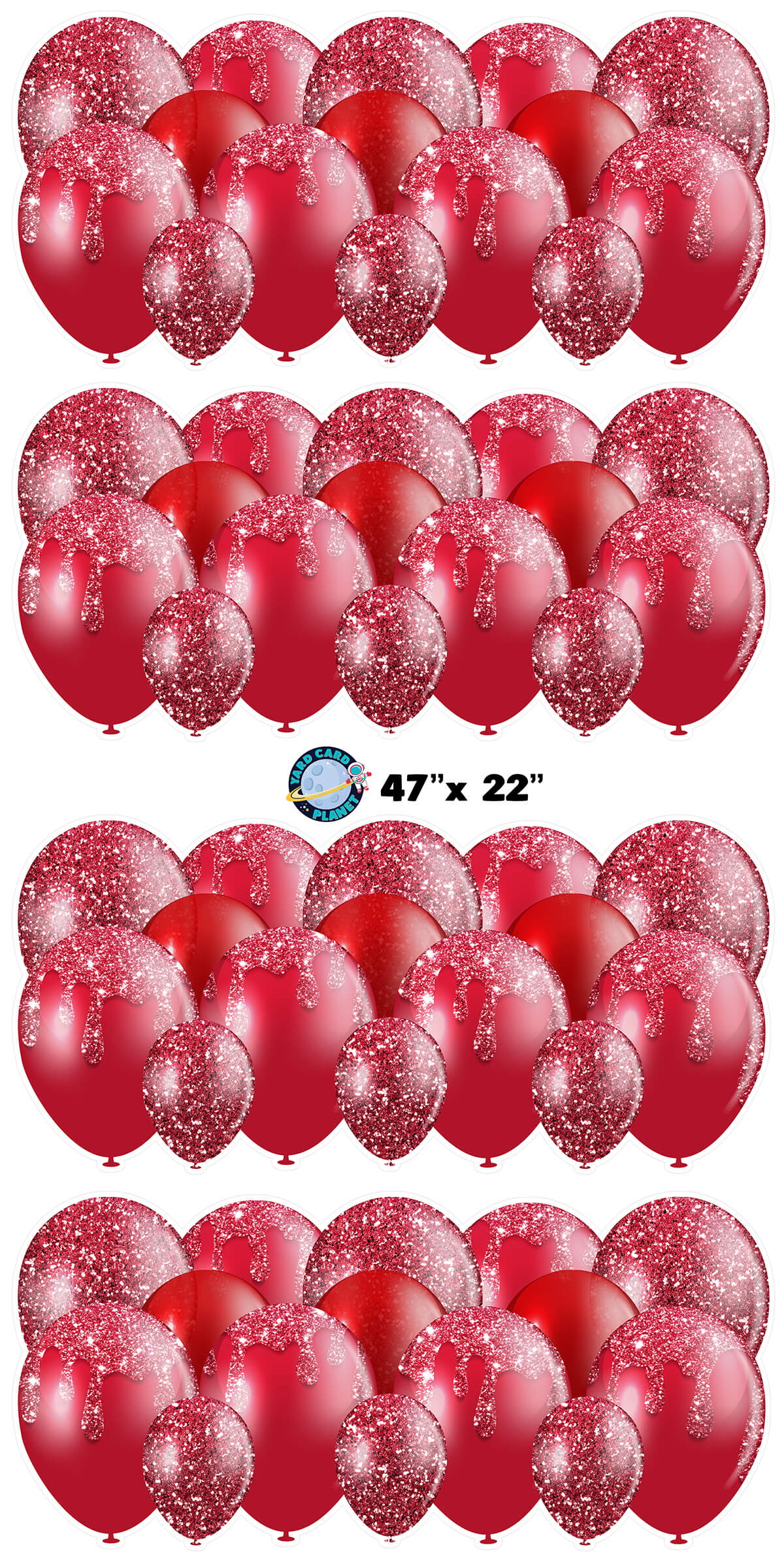 Maroon Glitter Balloon Panels Yard Card Set