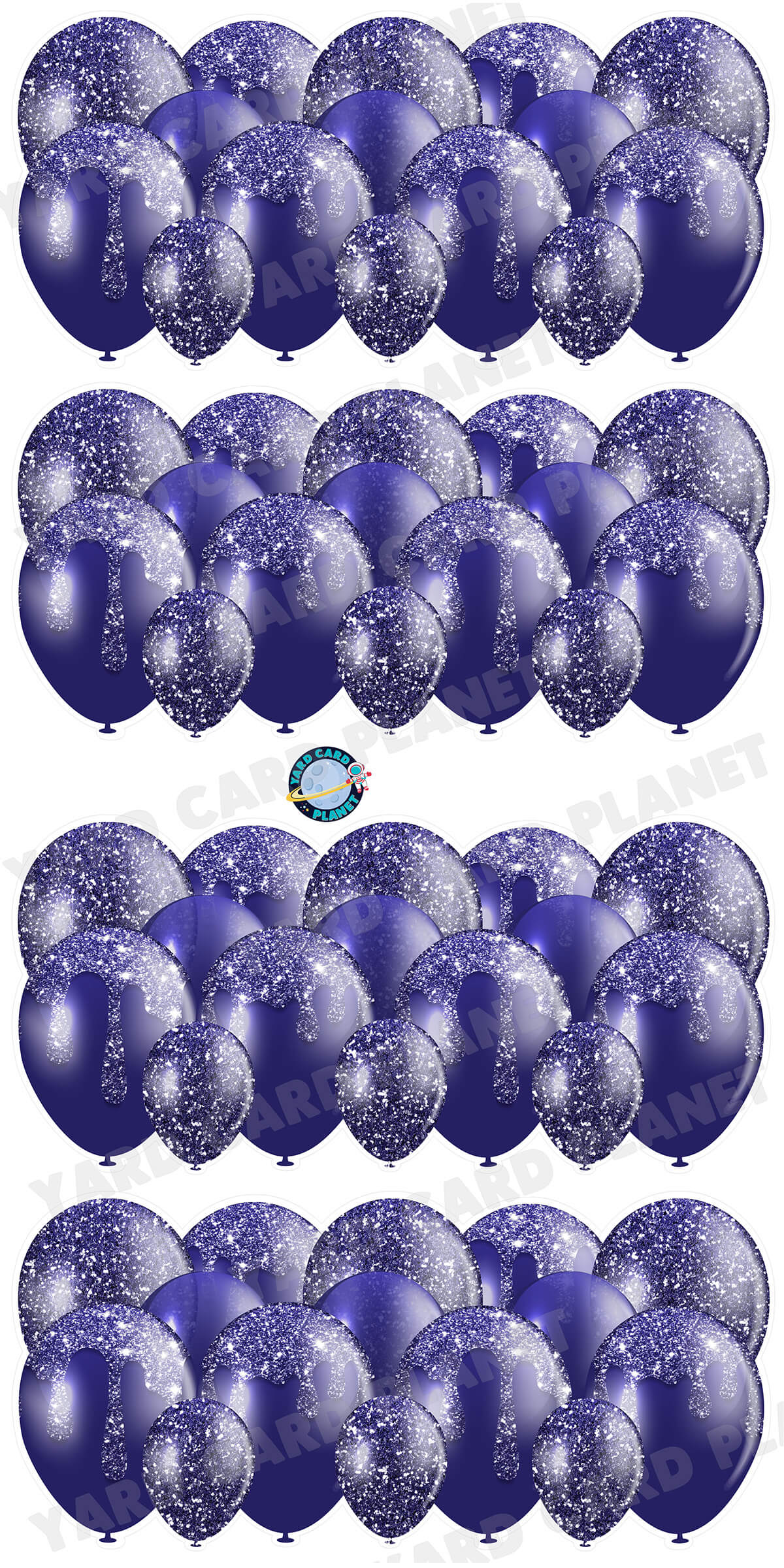 Navy Blue Glitter Balloon Panels Yard Card Set