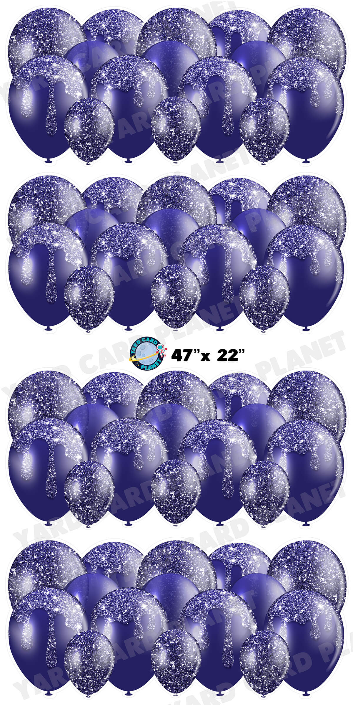 Navy Blue Glitter Balloon Panels Yard Card Set