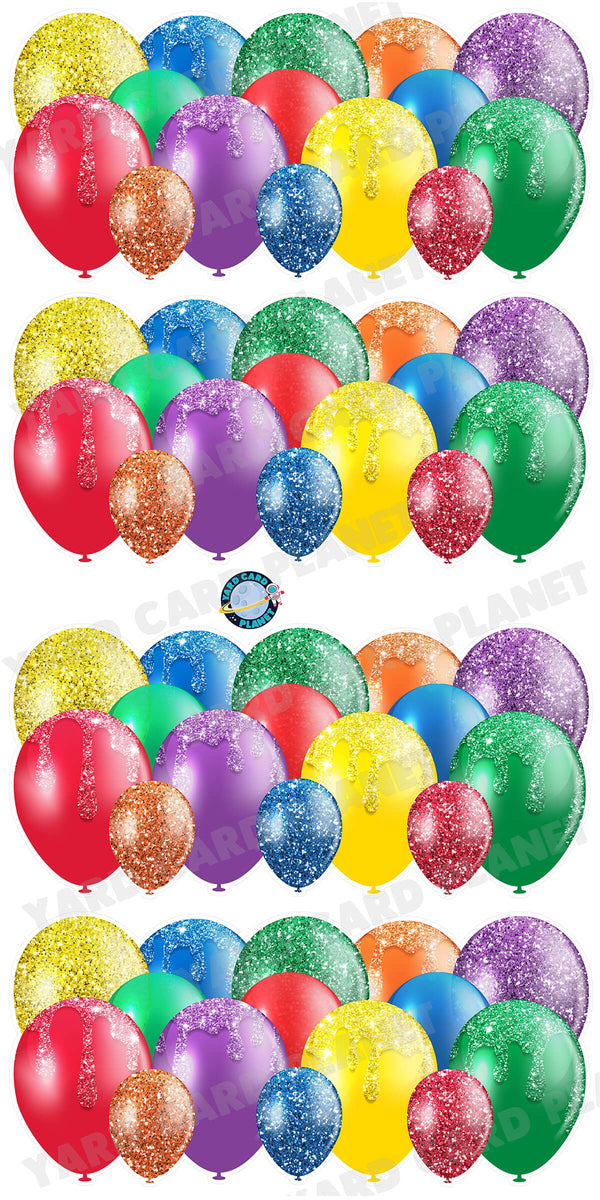 Bright Multi Colored Glitter Balloon Panels Yard Card Set