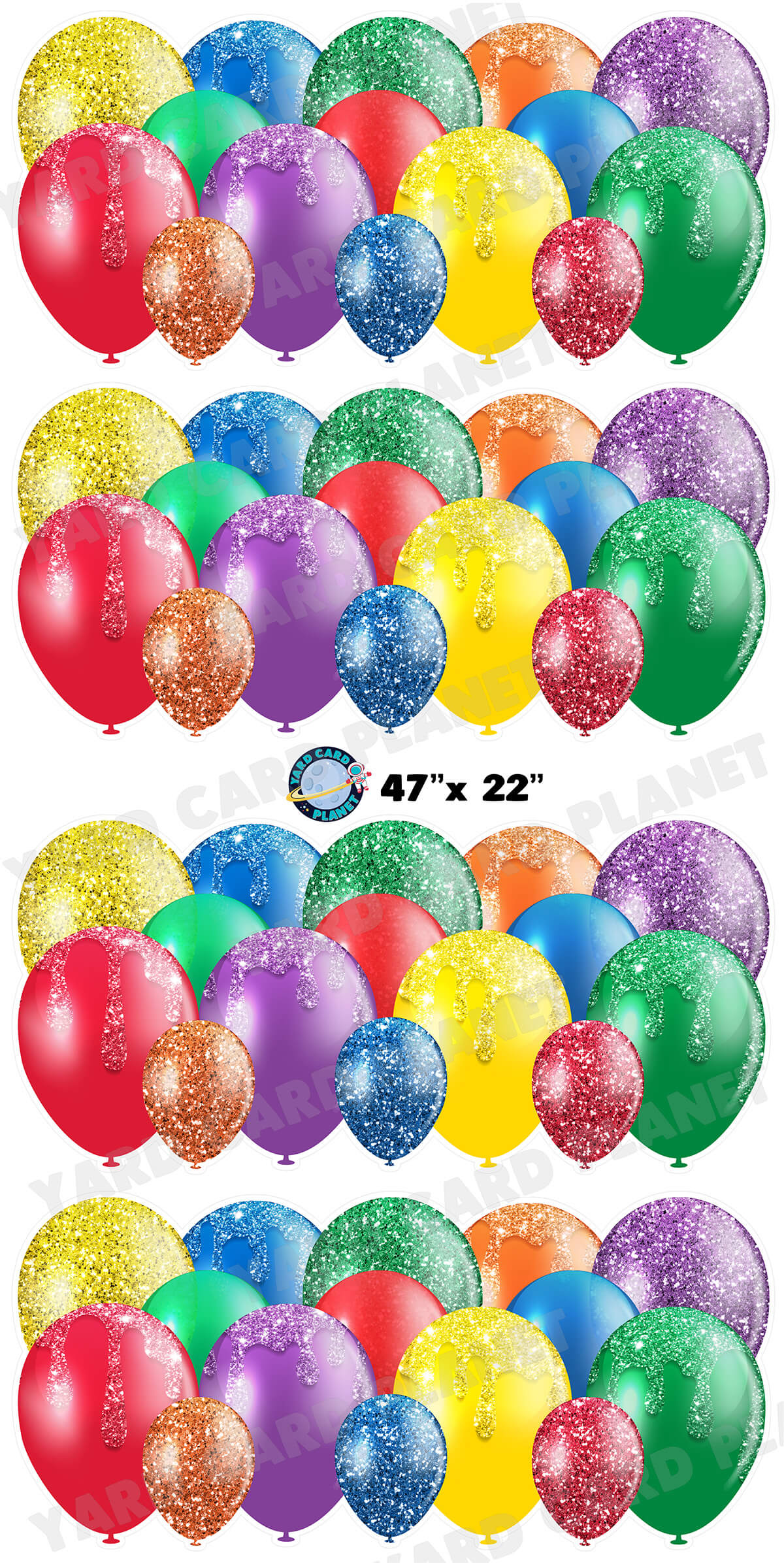 Bright Multi Colored Glitter Balloon Panels Yard Card Set