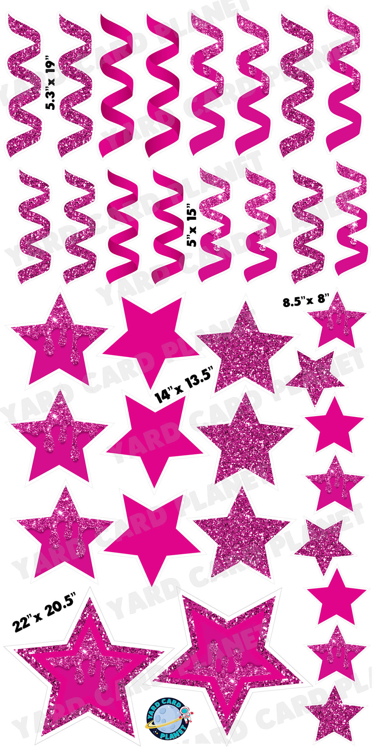 Sparkly Hot Pink Presents/Candles, Perfect for Coordinated Color Theme Lawn Setups, Glitter Yard store Sign Flair, Yard Card Business Supplier