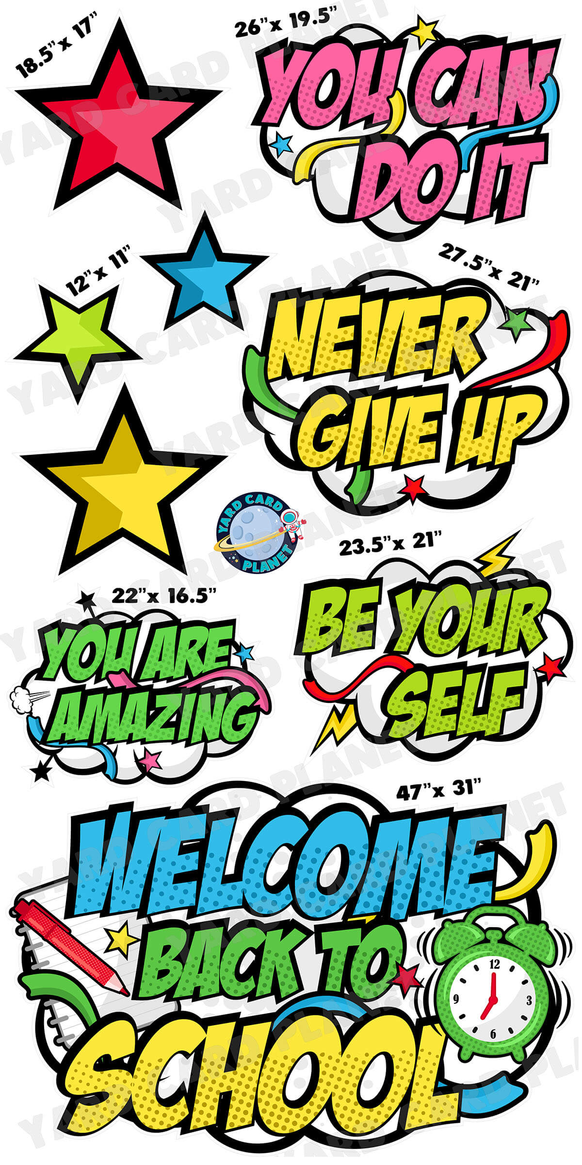 Welcome Back To School EZ Quick Sign and Inspirational Yard Card Flair Set