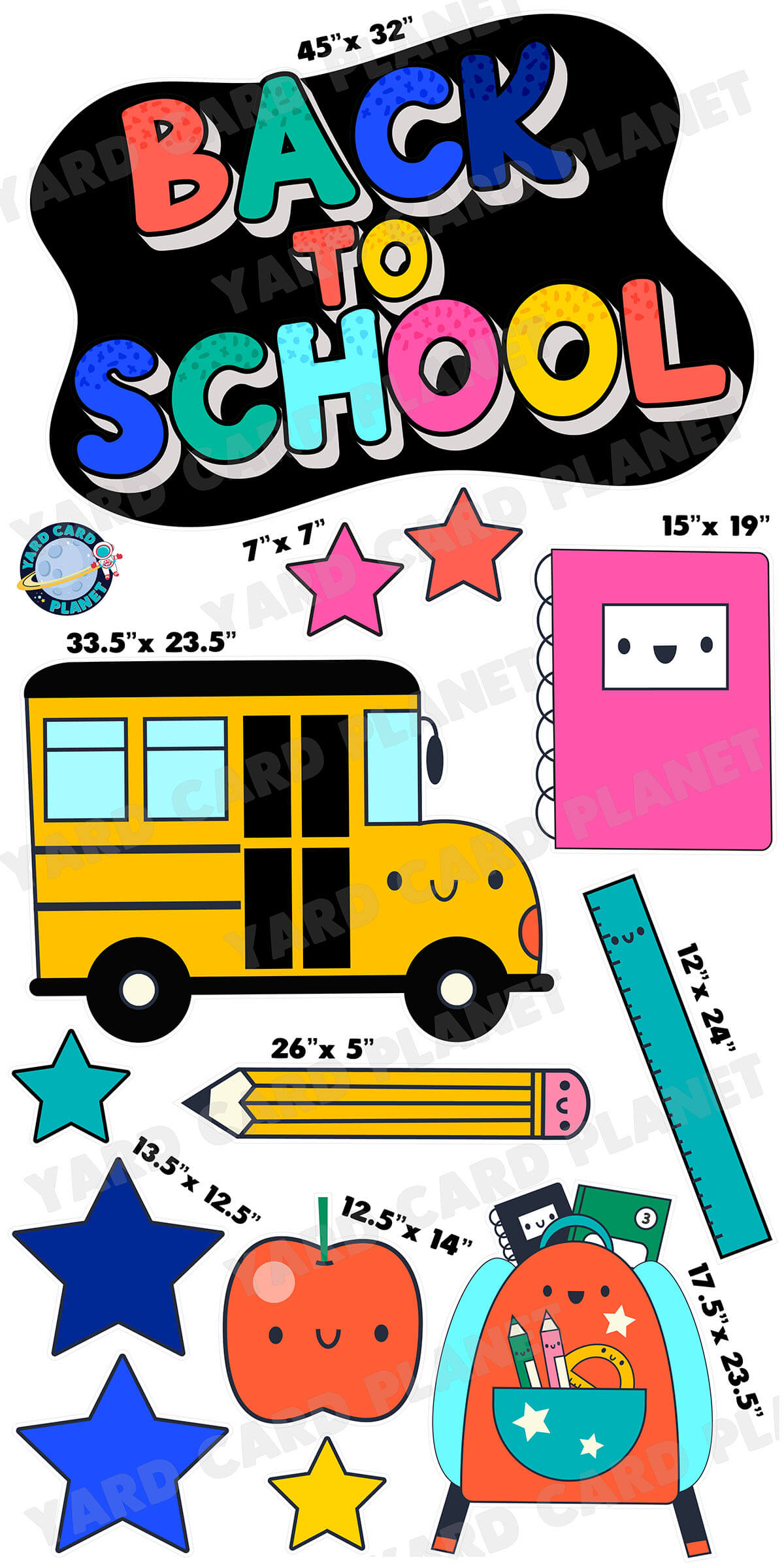 Back To School EZ Quick Sign and Happy School Yard Card Flair Set