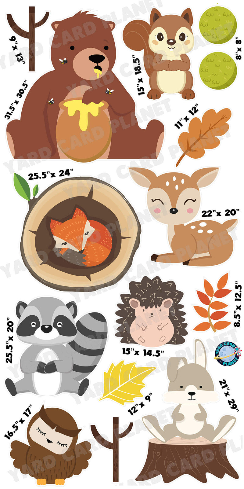 Cute Woodland Animals Yard Card Flair Set