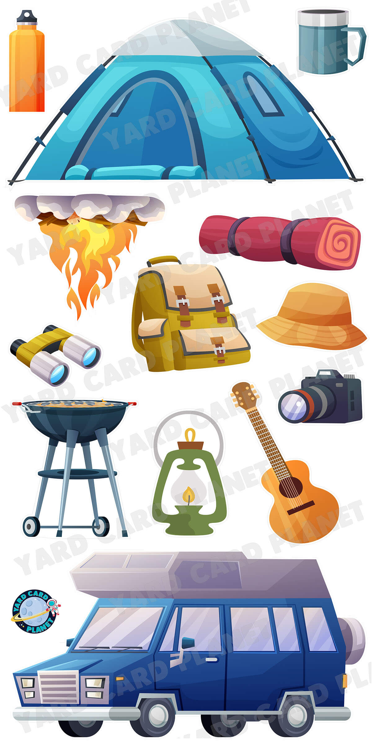 Camping Essentials Yard Card Flair Set