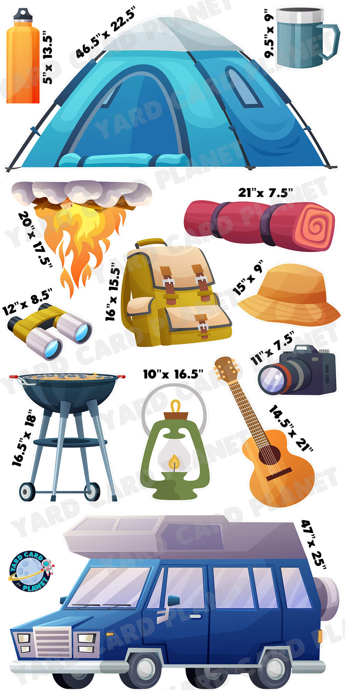 Camping Essentials Yard Card Flair Set