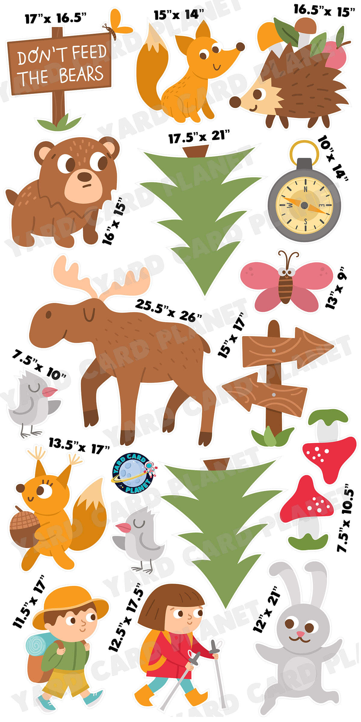 Woodland Animals Yard Card Flair Set