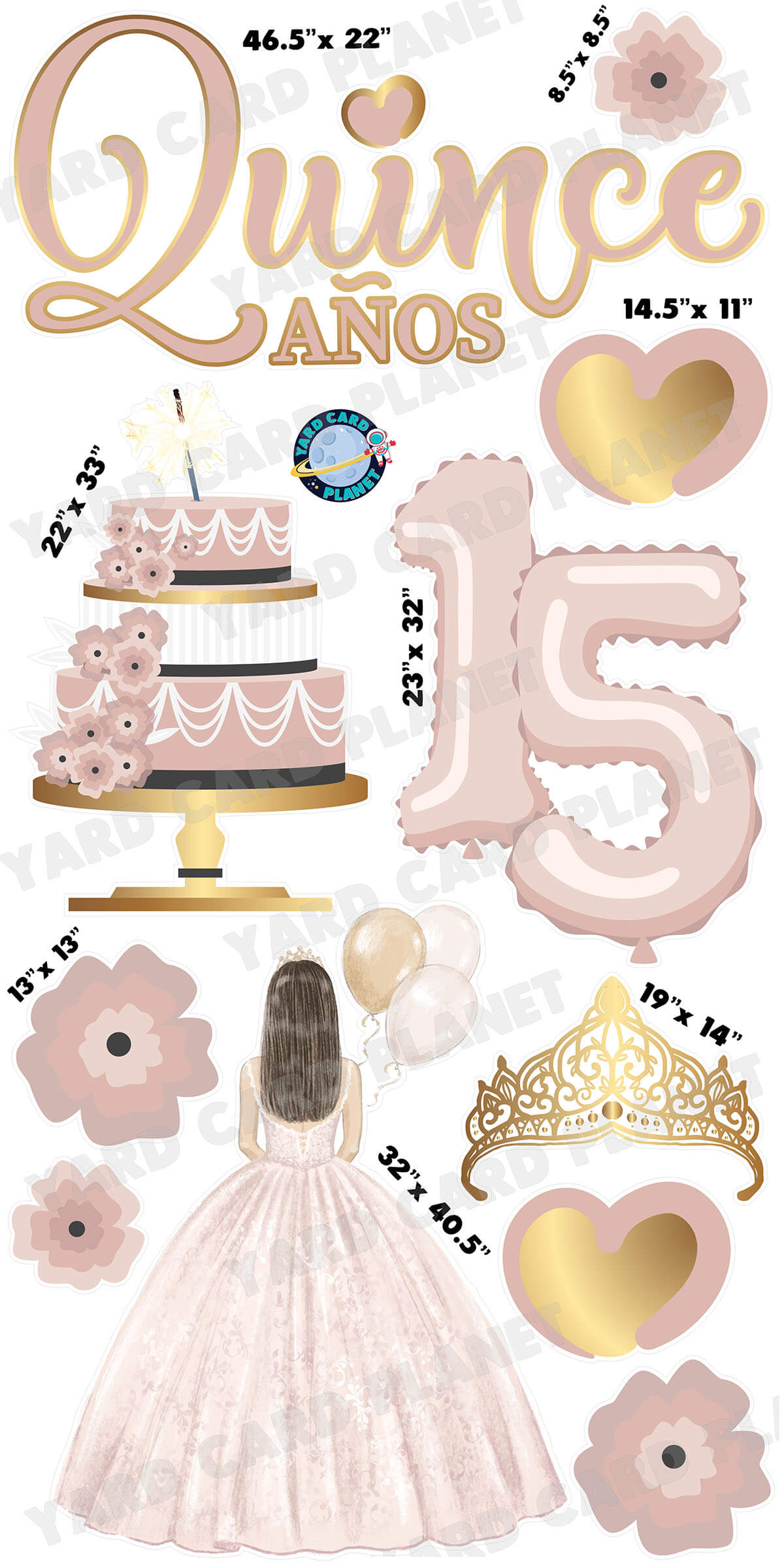 Quinceañera EZ Quick Sign and Yard Card Flair Set