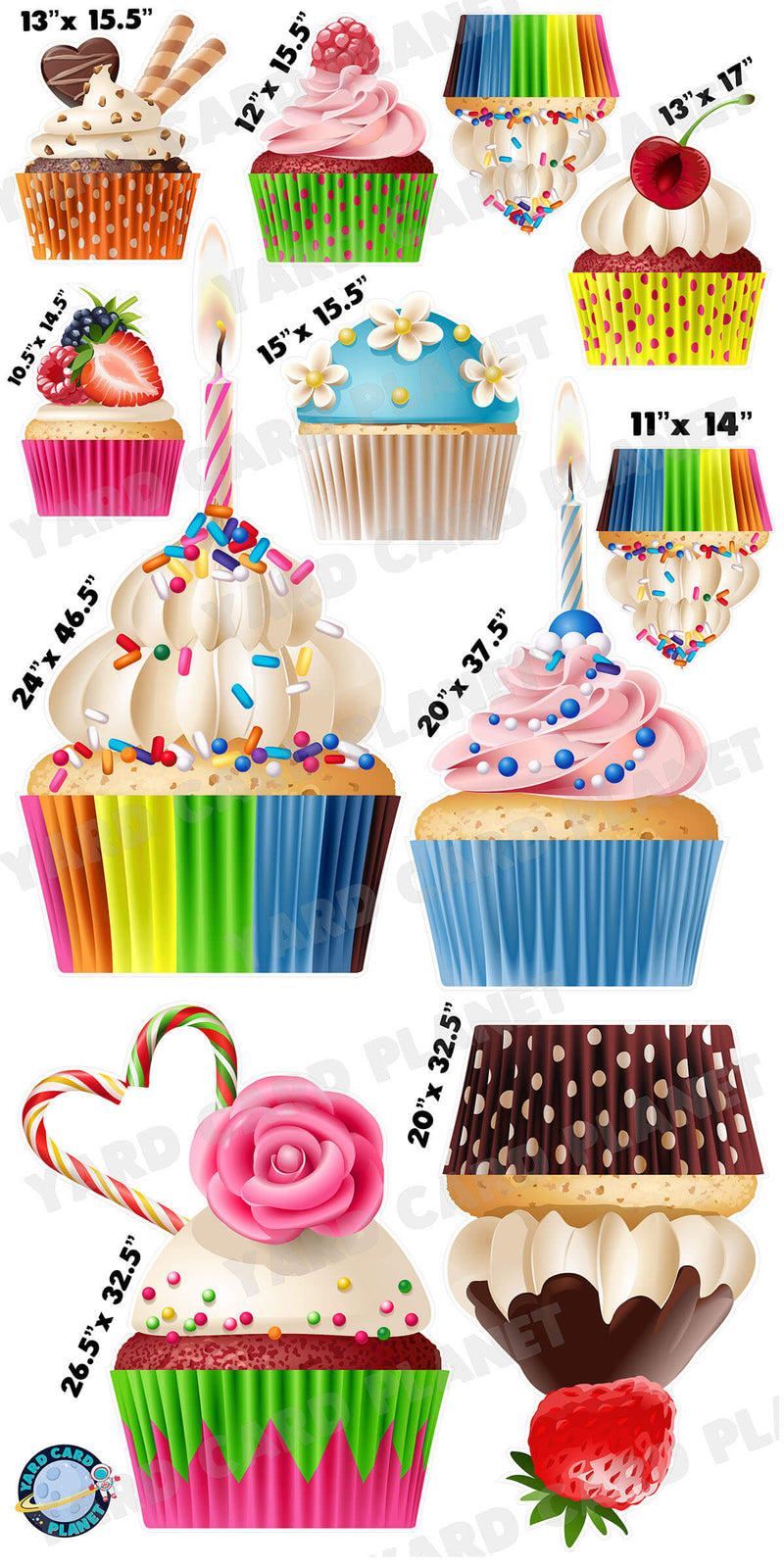 Delicious Cupcakes Yard Card Flair Set