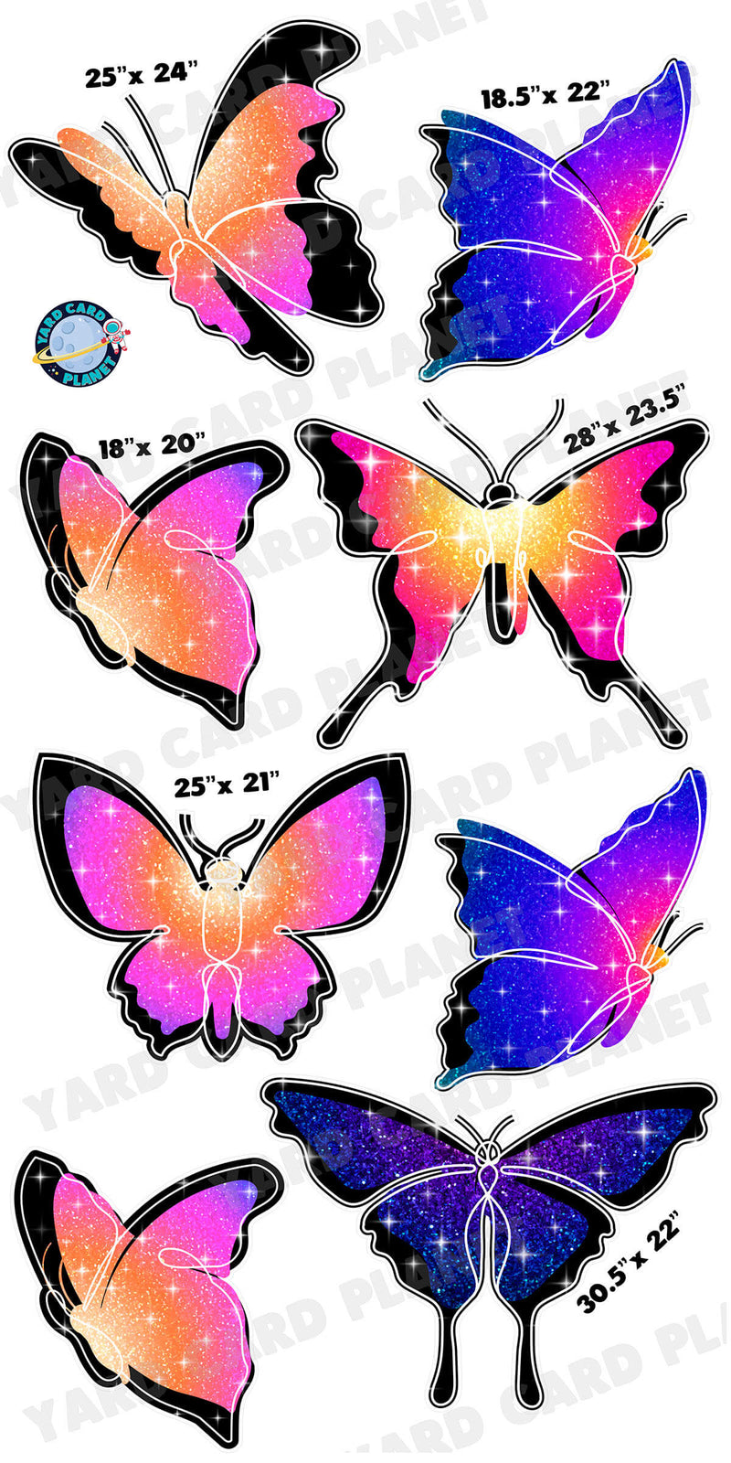 Sparkle Butterfly Yard Card Flair Set