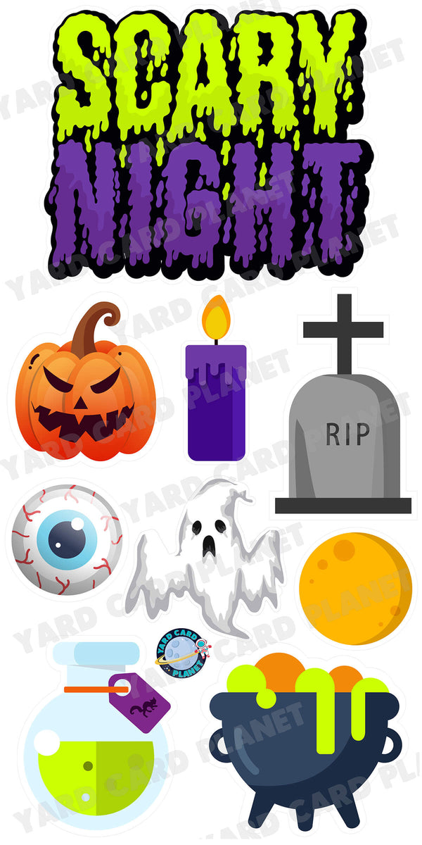 Scary Night Halloween EZ Quick Sign and Yard Card Flair Set